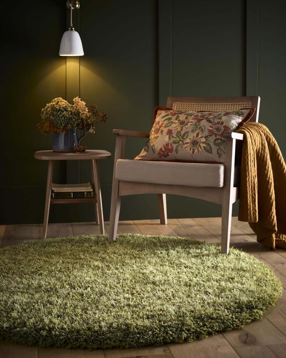 Chicago Olive Green Shaggy Rug - PN Home