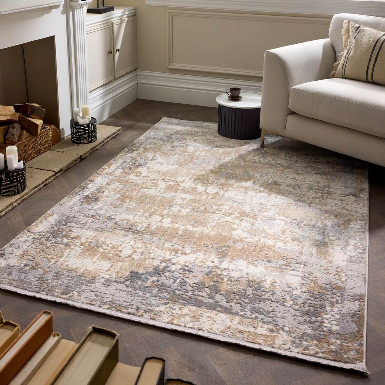 Cosimo Beige/Grey Distressed Modern Rug - PN Home