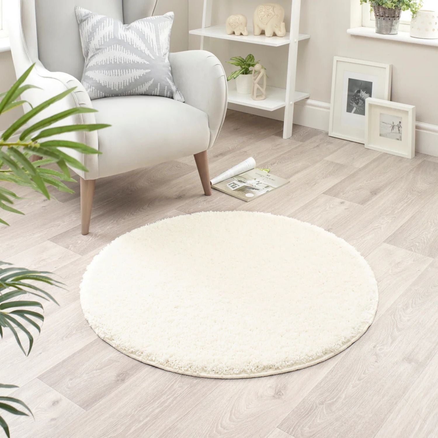 Washable Ghost Ivory Shaggy Rug - PN Home