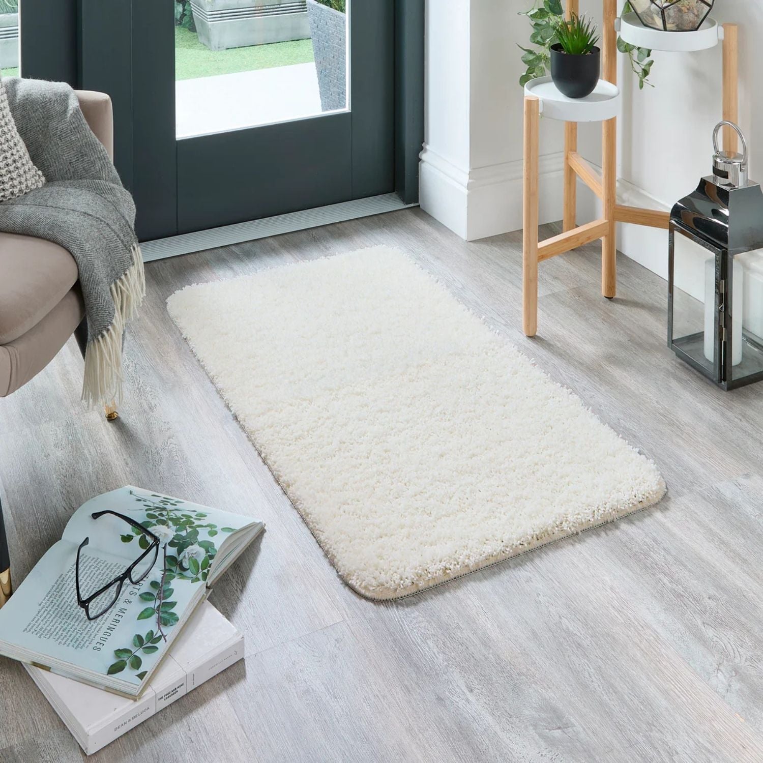 Washable Ghost Ivory Shaggy Rug - PN Home