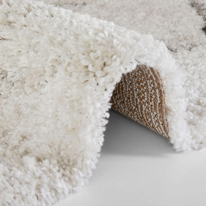 Deep-Pile Velour Abstract Rug Cream Colour - PN Home