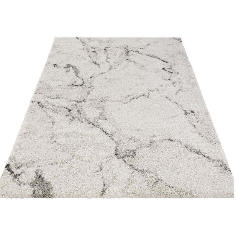 Deep-Pile Velour Abstract Rug Cream Colour - PN Home