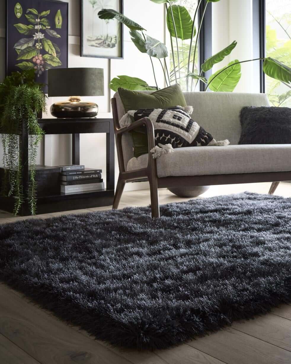 Extravagance Dark Grey Shaggy Rug - PN Home