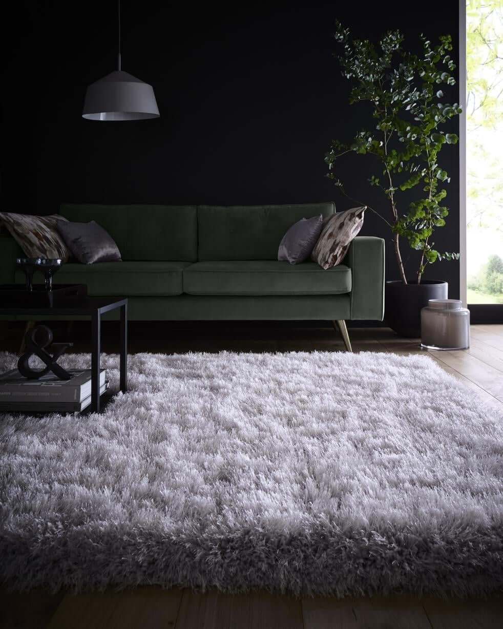 Extravagance Silver Grey Shaggy Rug - PN Home