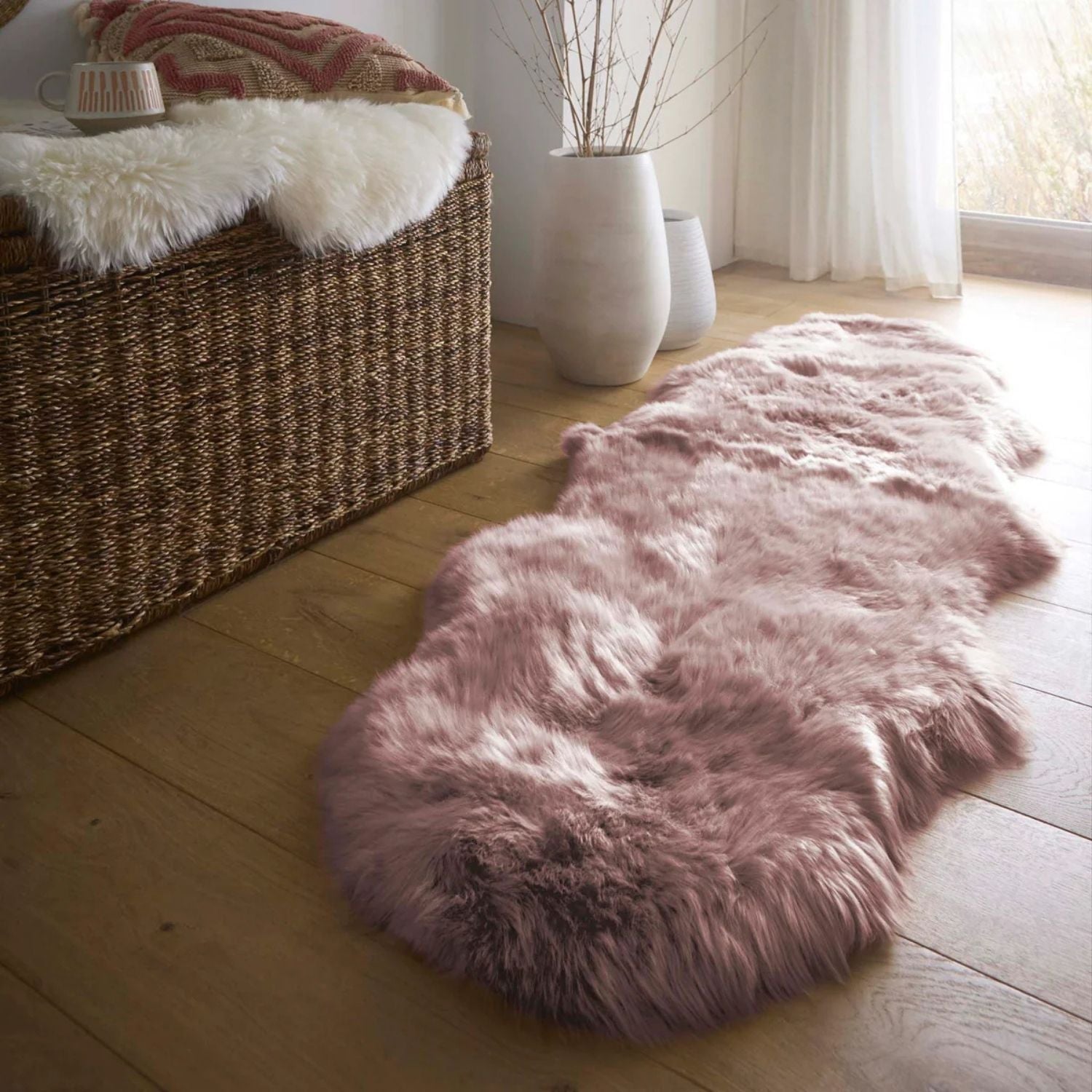 Genuine Rose Sheepskin Faux Fur Rug - PN Home