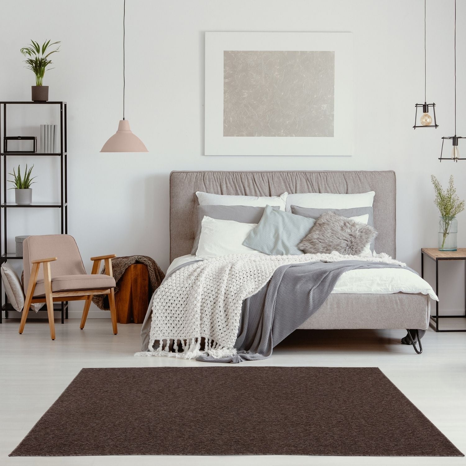 Flex Brown Low Pile Solid Rug - PN Home