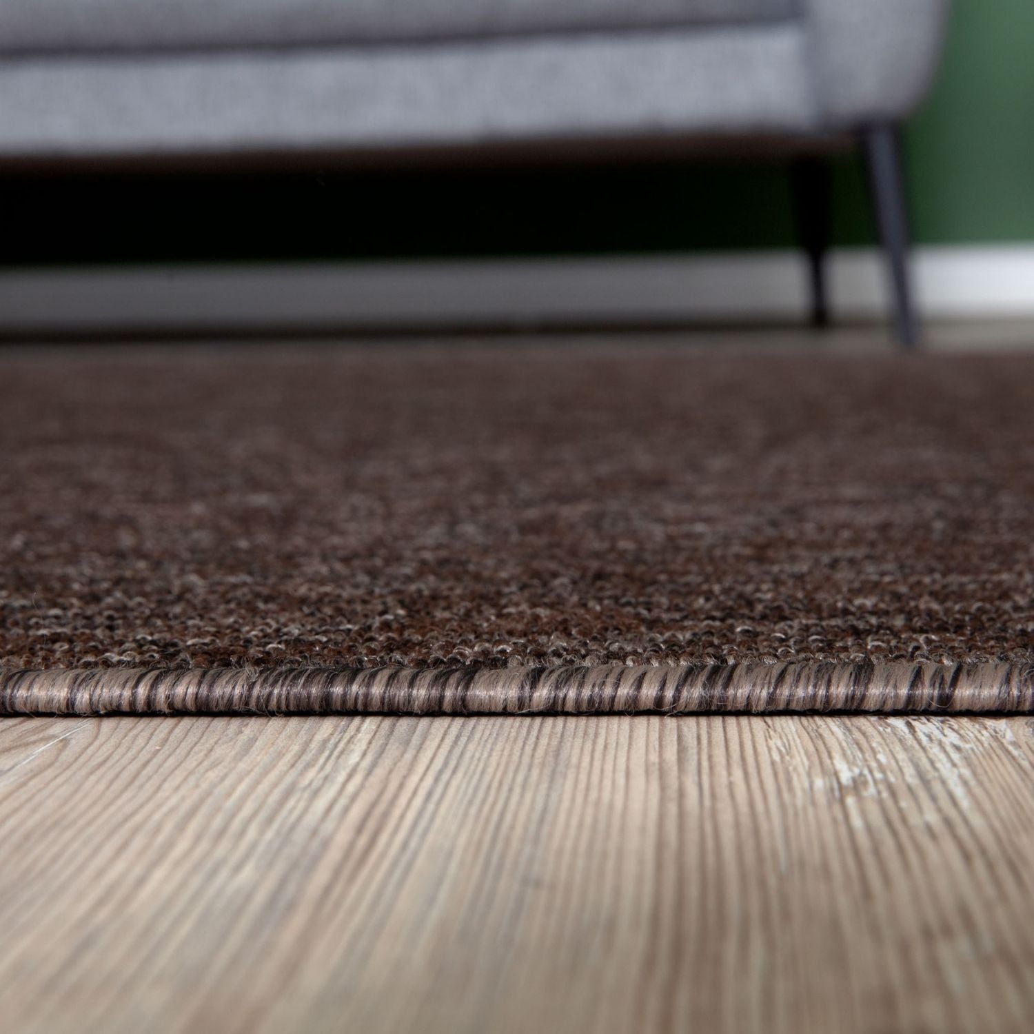 Flex Brown Low Pile Solid Rug - PN Home