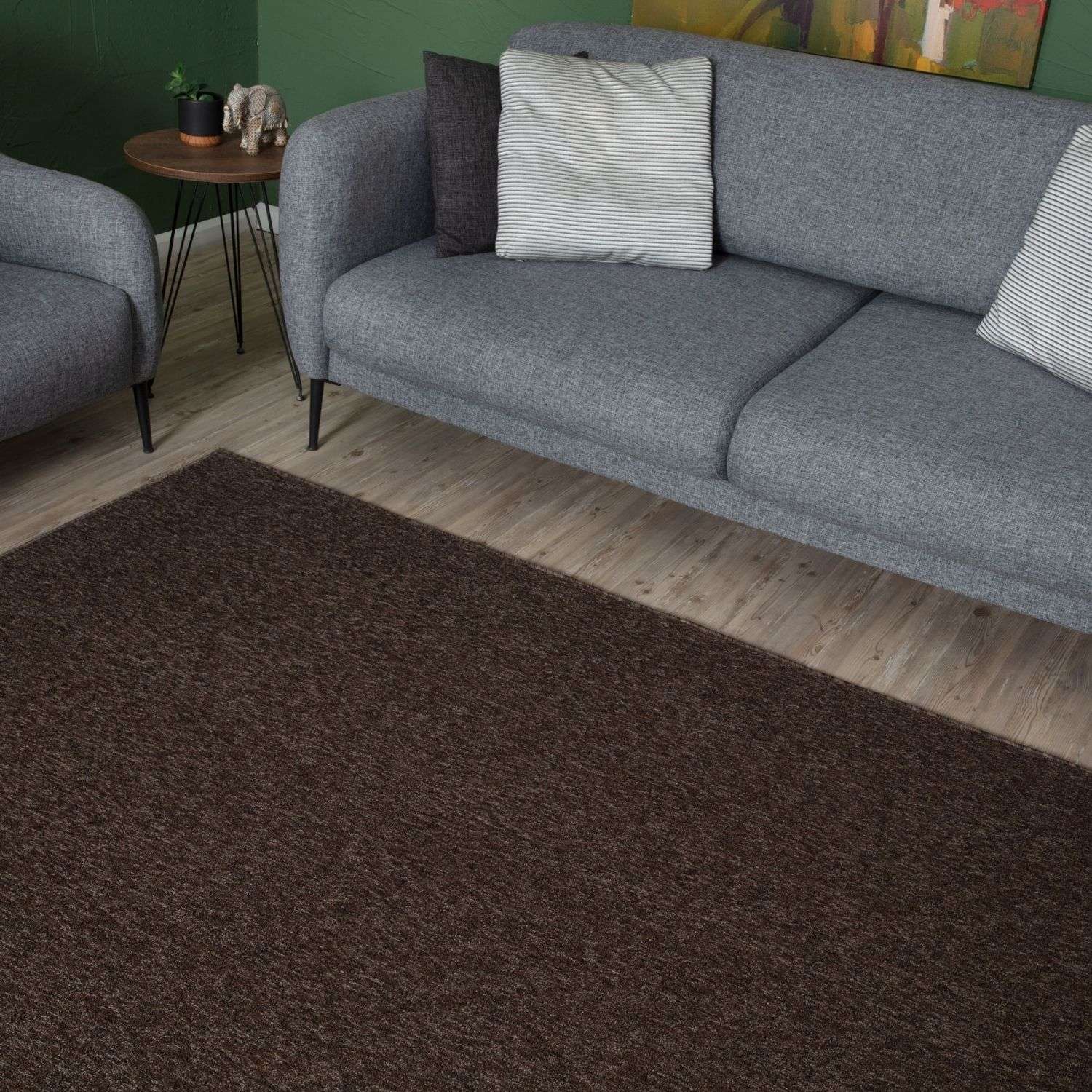 Flex Brown Low Pile Solid Rug - PN Home