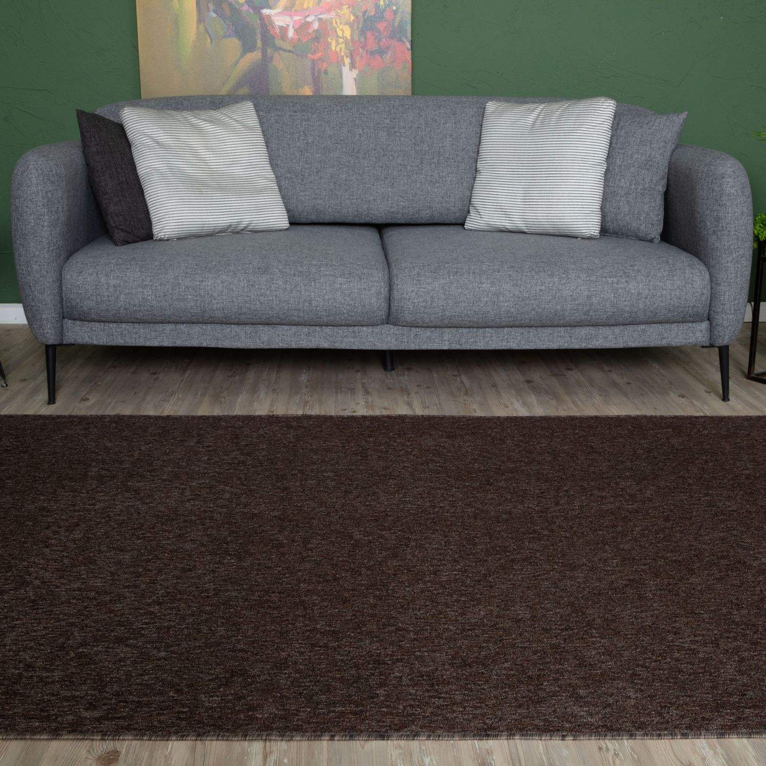Flex Brown Low Pile Solid Rug - PN Home