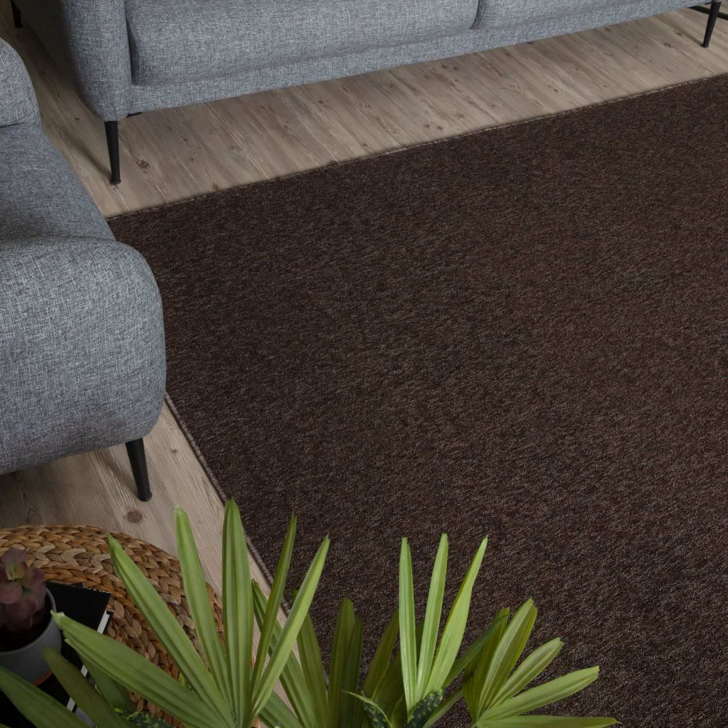 Flex Brown Low Pile Solid Rug - PN Home