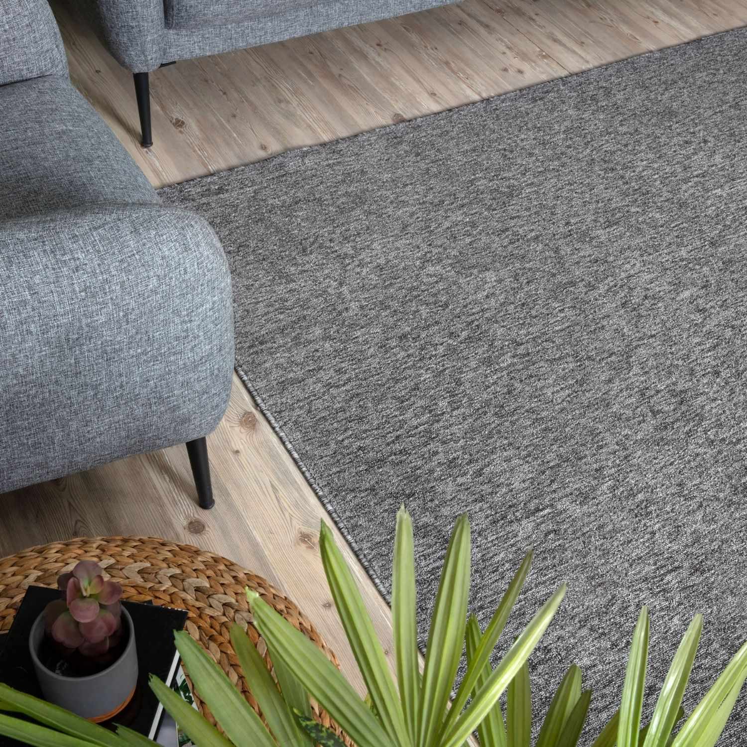 Flex Grey Low Pile Solid Rug - PN Home