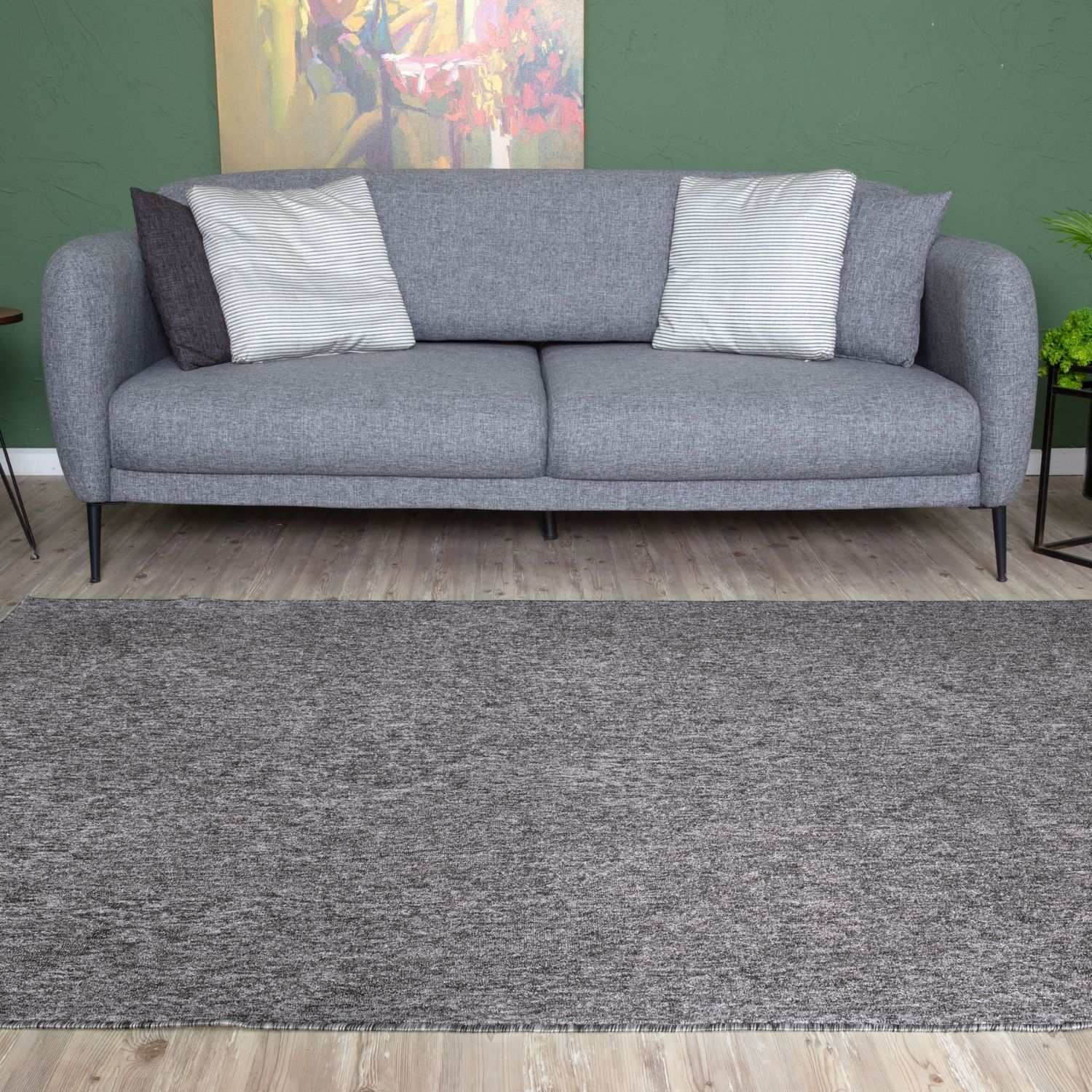 Flex Grey Low Pile Solid Rug - PN Home