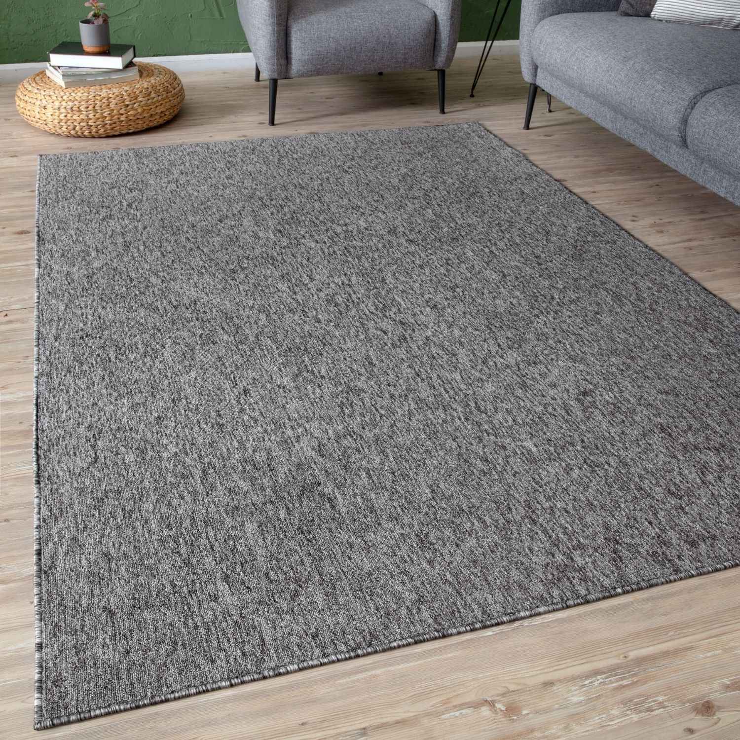 Flex Grey Low Pile Solid Rug - PN Home