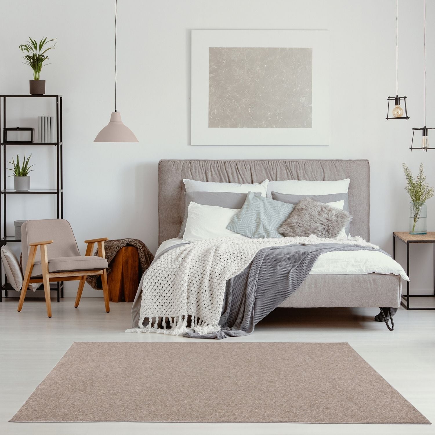 Flex Beige Low Pile Solid Rug - PN Home