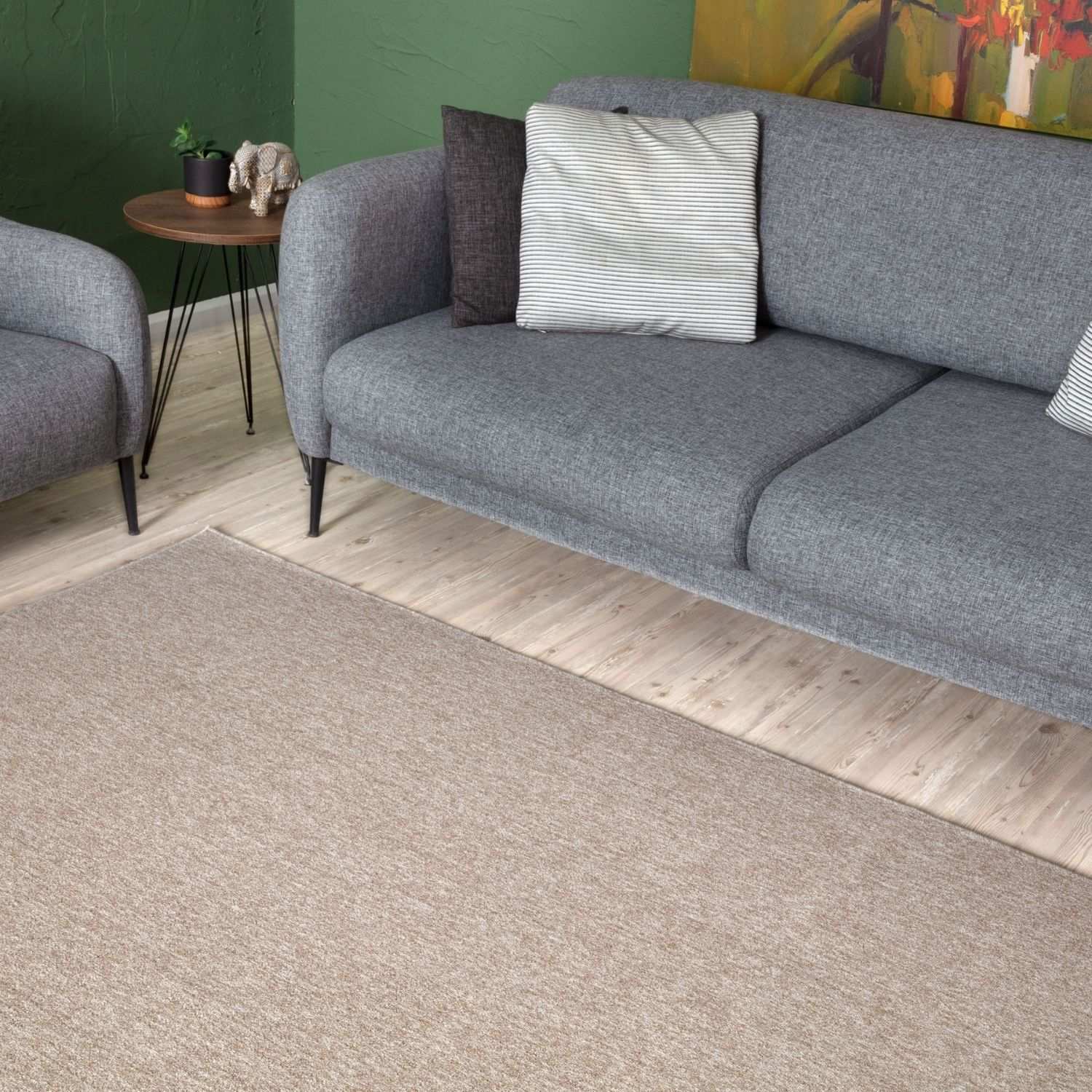 Flex Beige Low Pile Solid Rug - PN Home