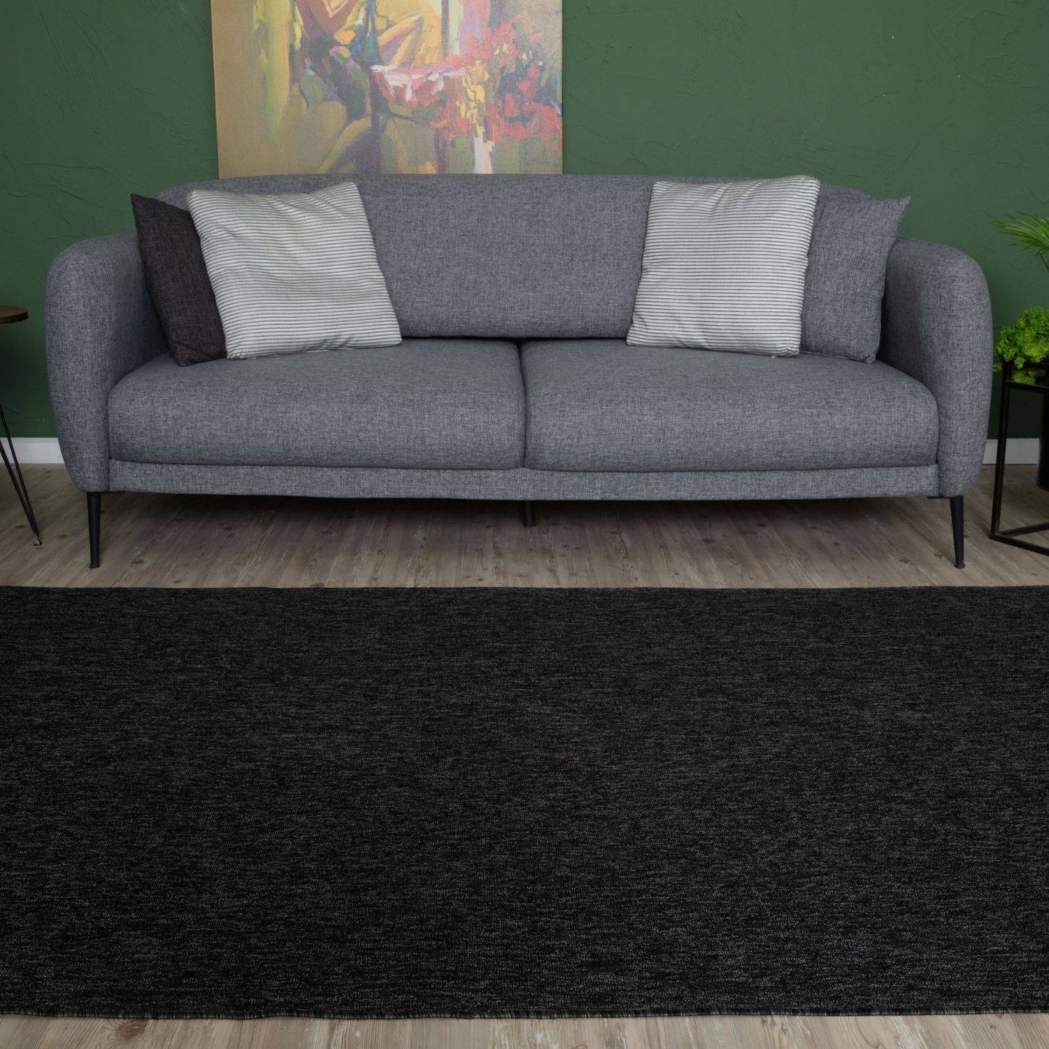 Flex Dark Grey Low Pile Solid  Rug - PN Home