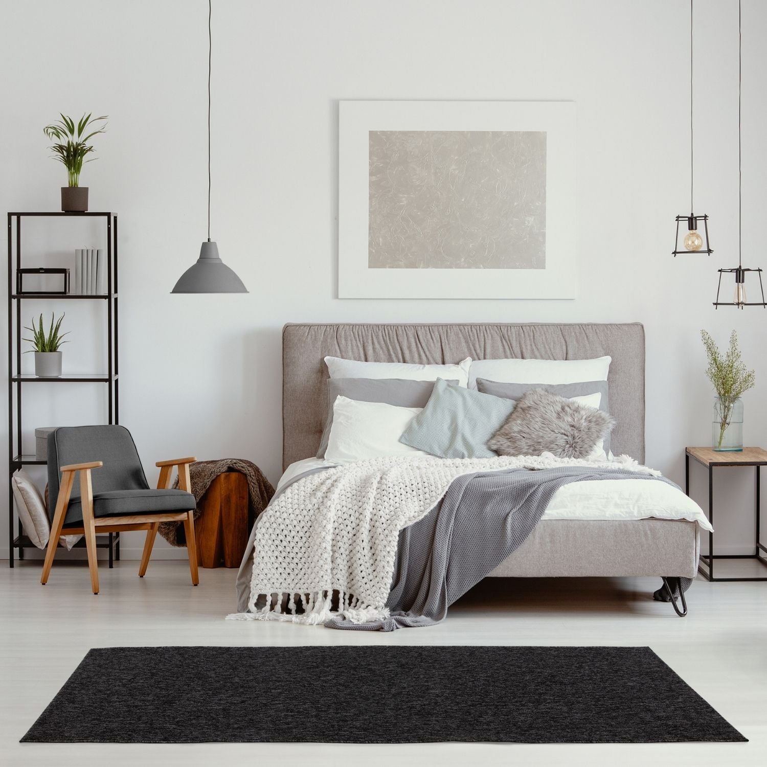 Flex Dark Grey Low Pile Solid  Rug - PN Home