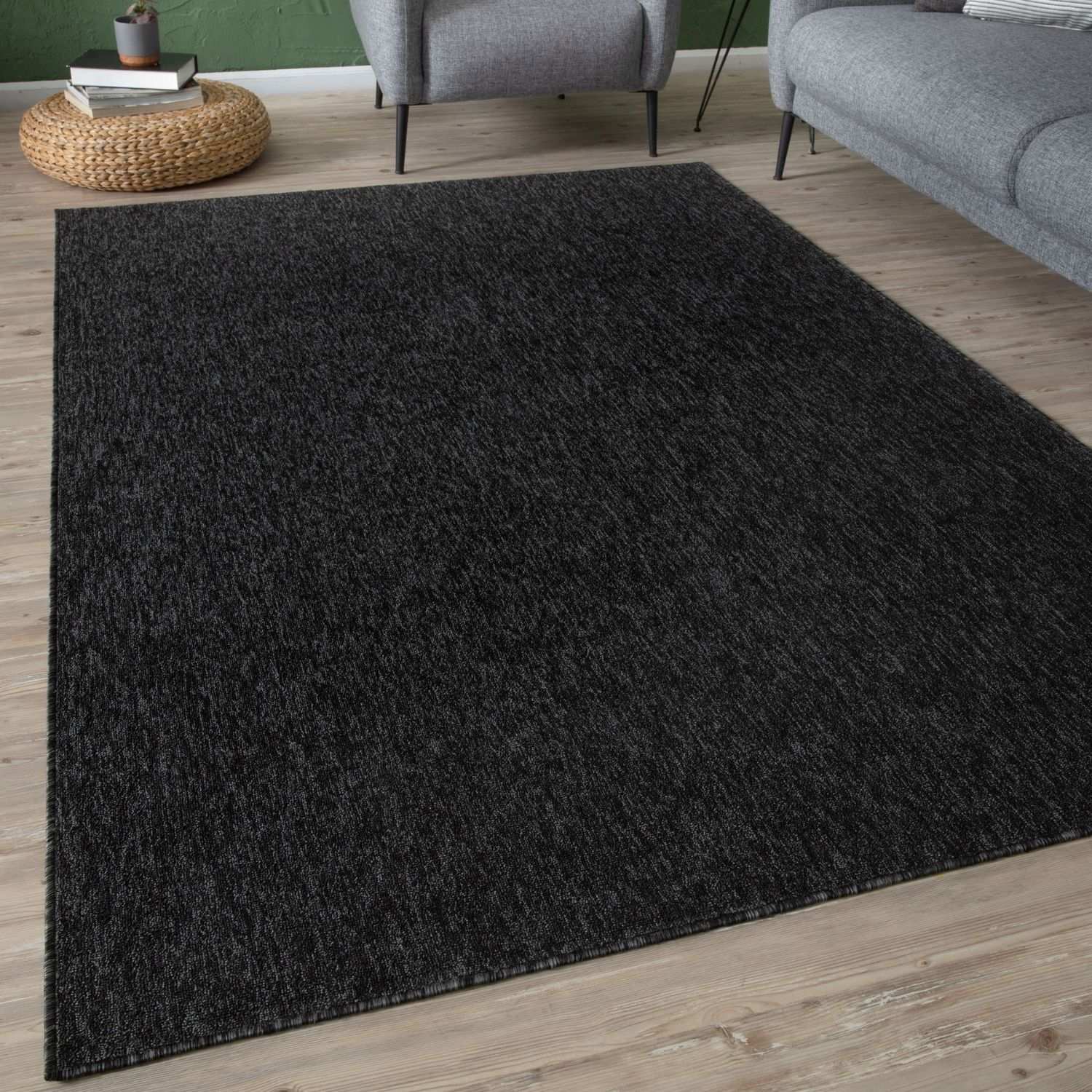Flex Dark Grey Low Pile Solid  Rug - PN Home