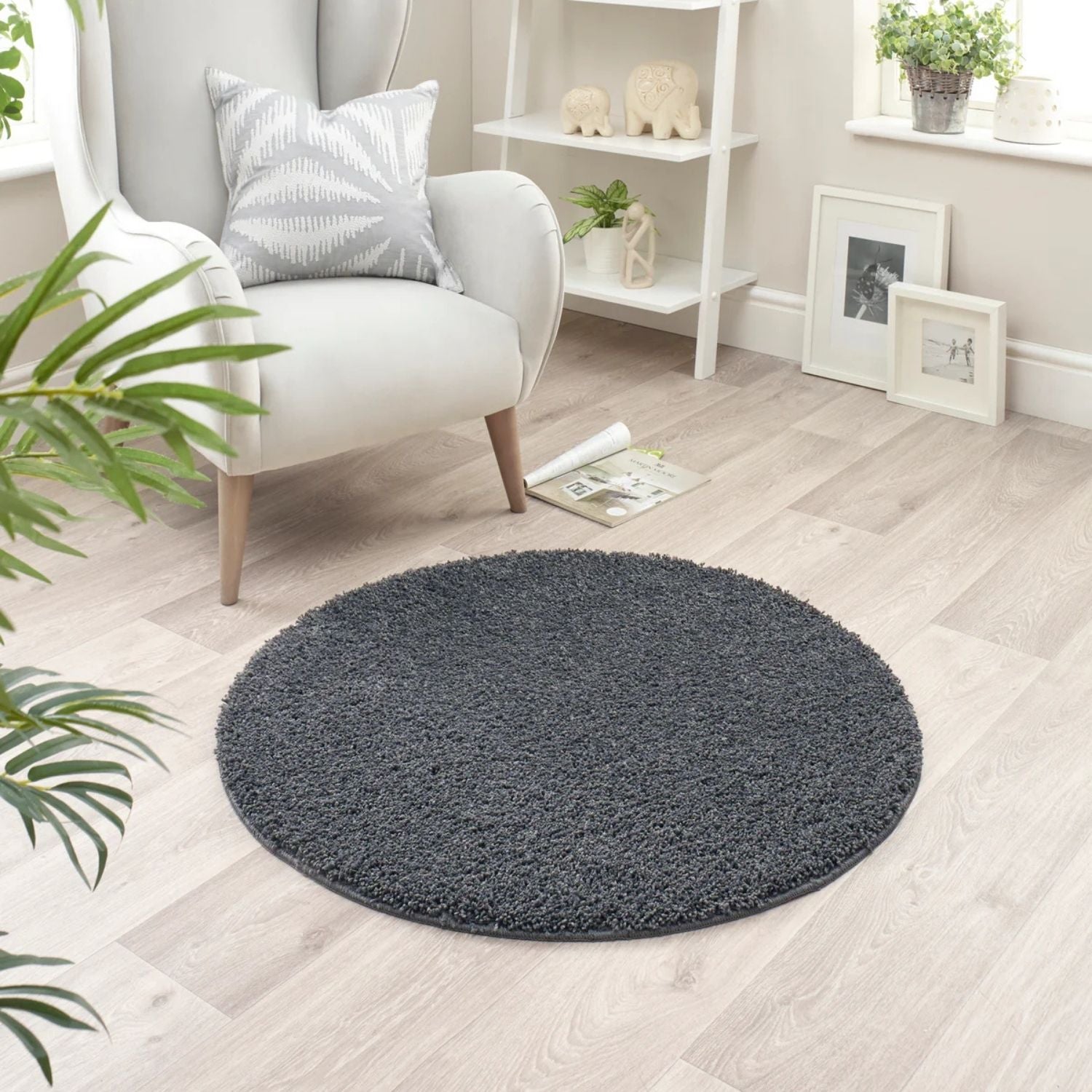 Washable Charcoal Shaggy Rug - PN Home