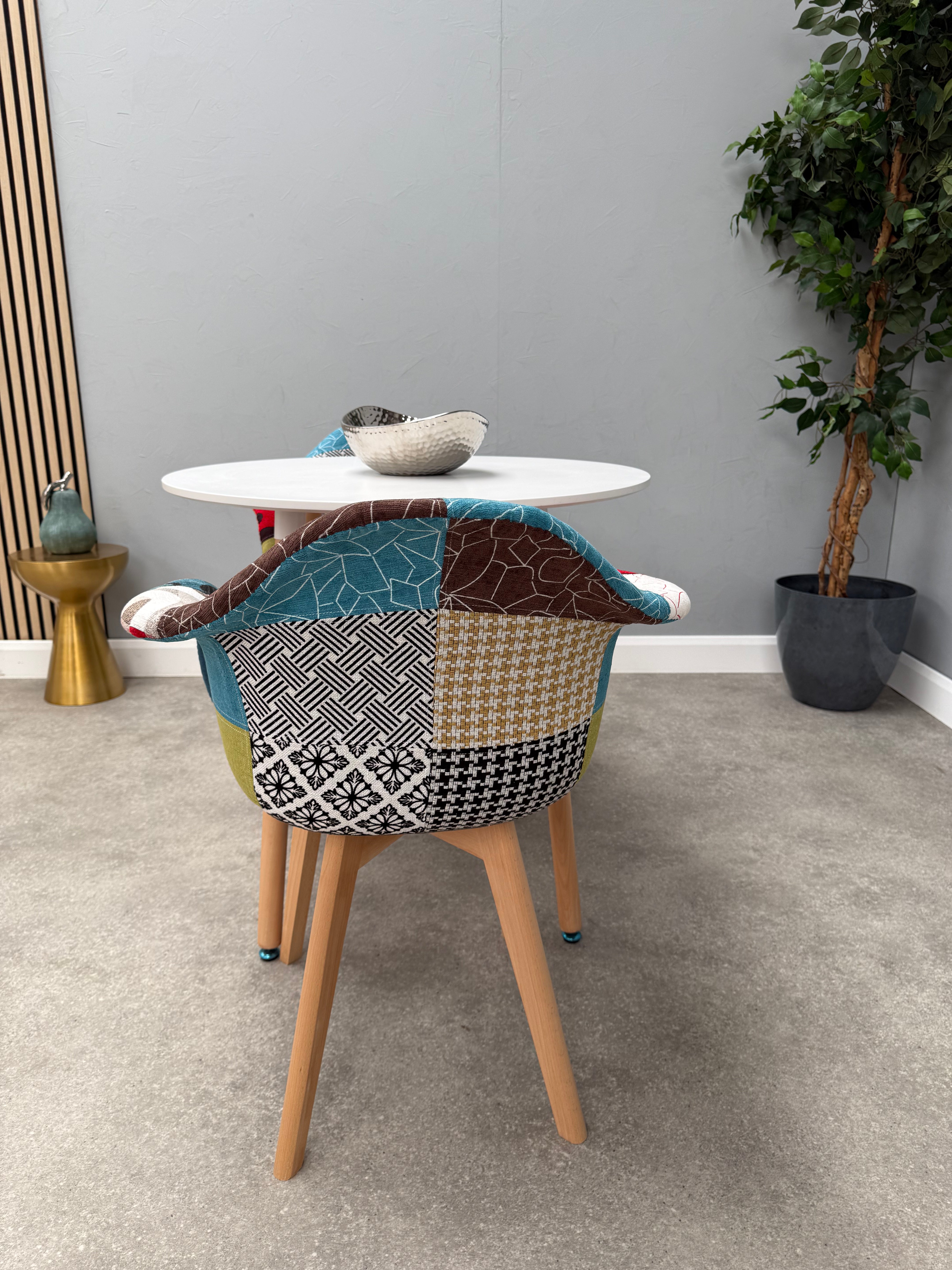 Patchwork Halo Dining Table Set - Set of 2 Patchwork Retro Armchairs & a Halo Dining Table - PN Home