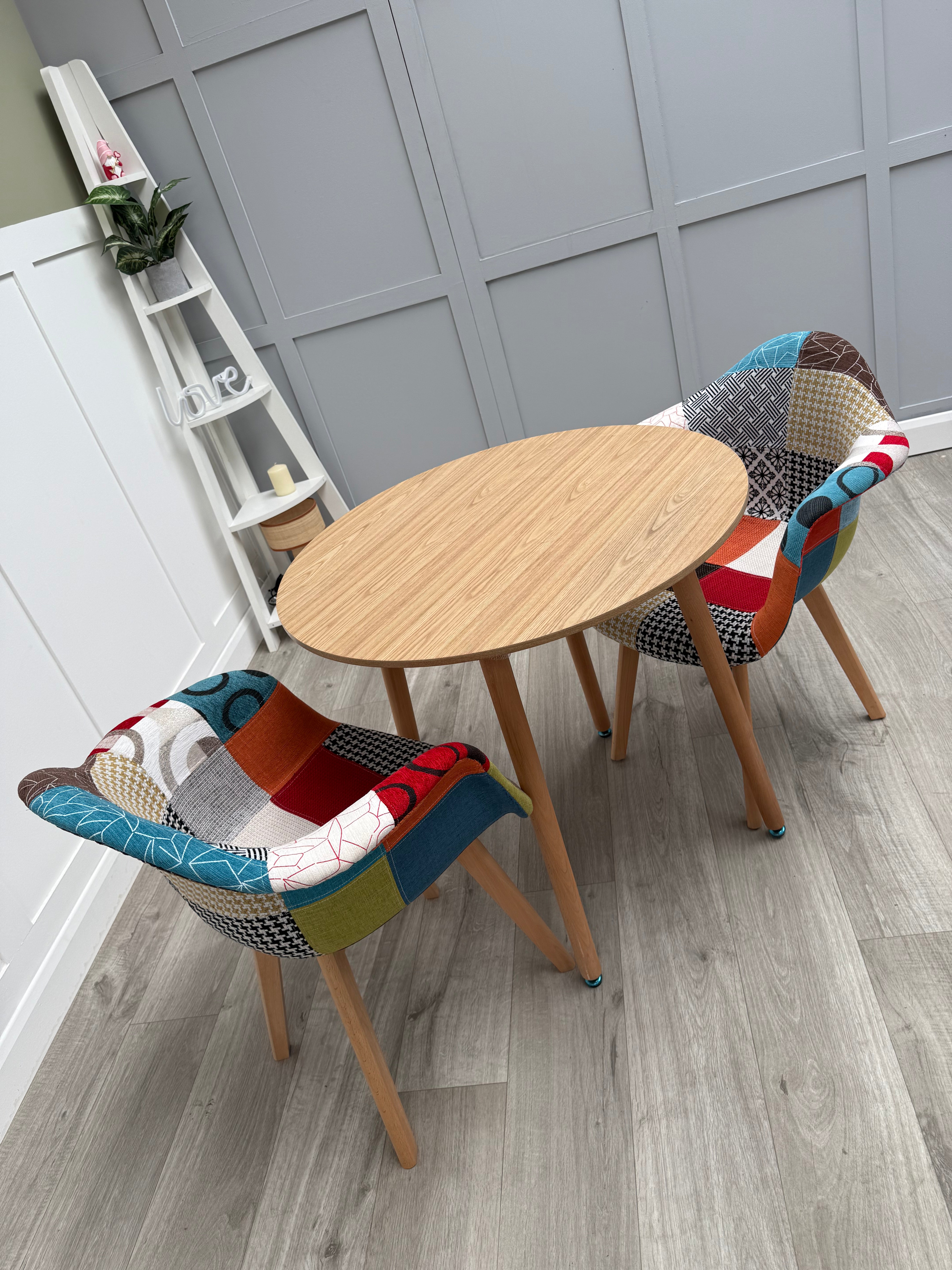 Patchwork Halo Dining Table Set - Set of 2 Patchwork Retro Armchairs & a Halo Dining Table - PN Home