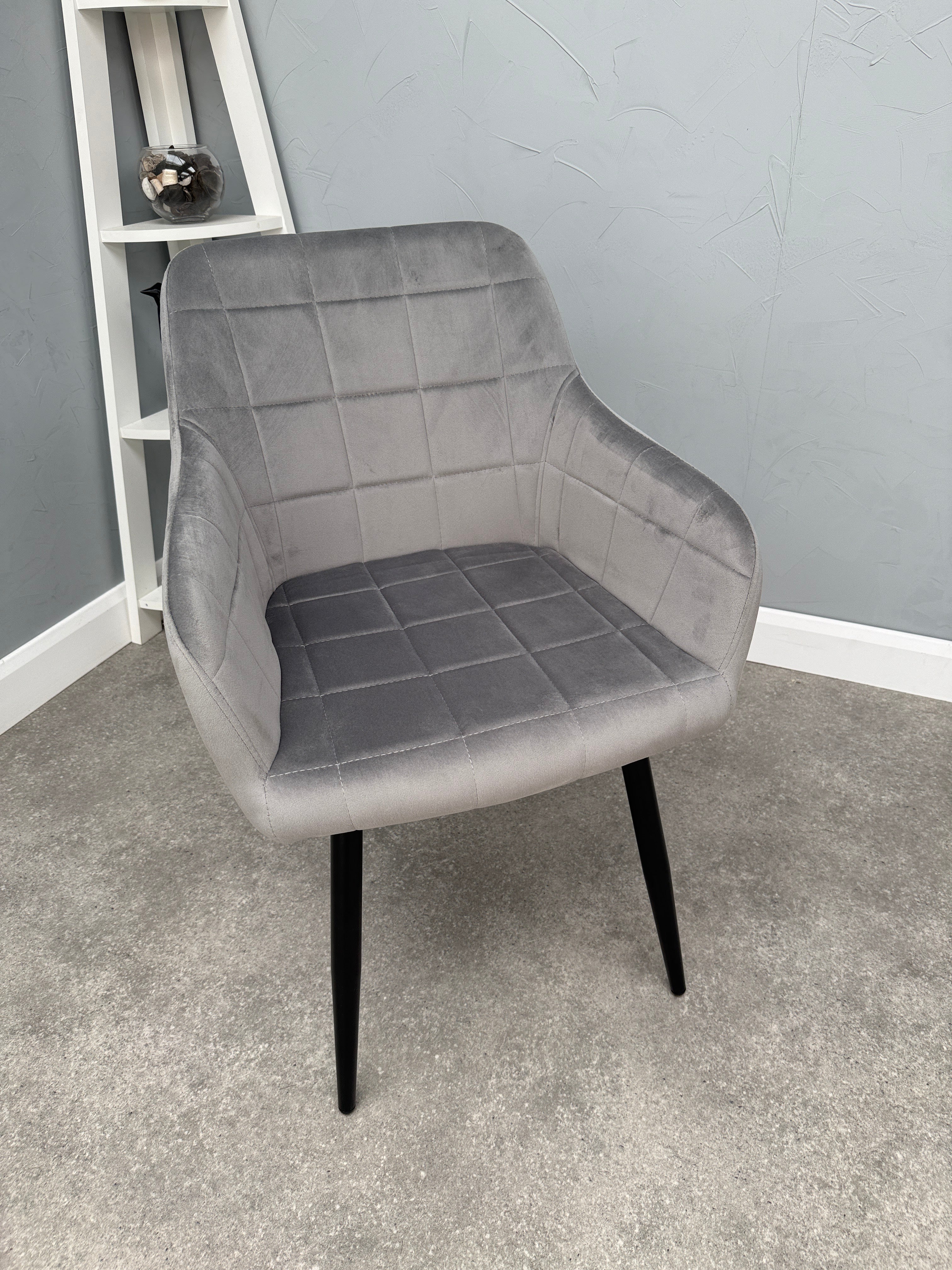 Camden Velvet Chair - Light Grey