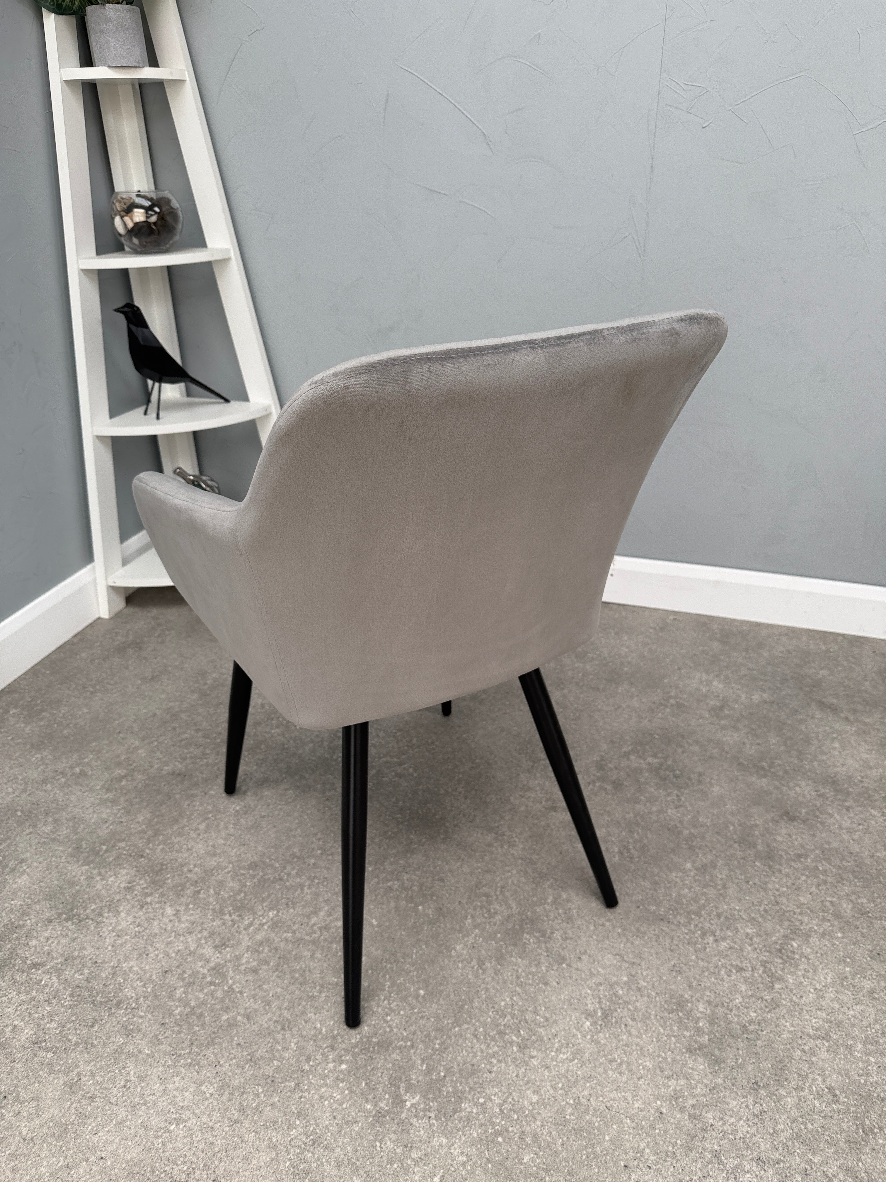 Camden Velvet Chair - Light Grey