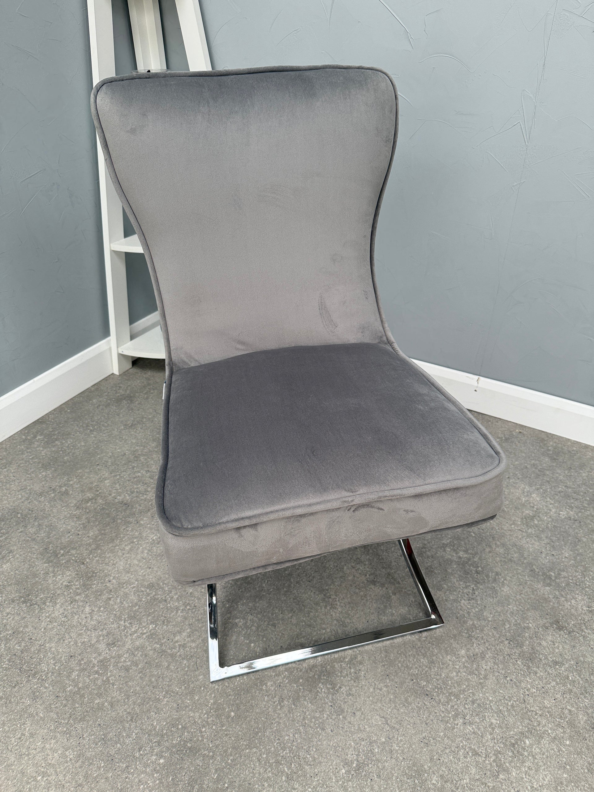 Trafalgar Velvet Dining Chair Dark Grey