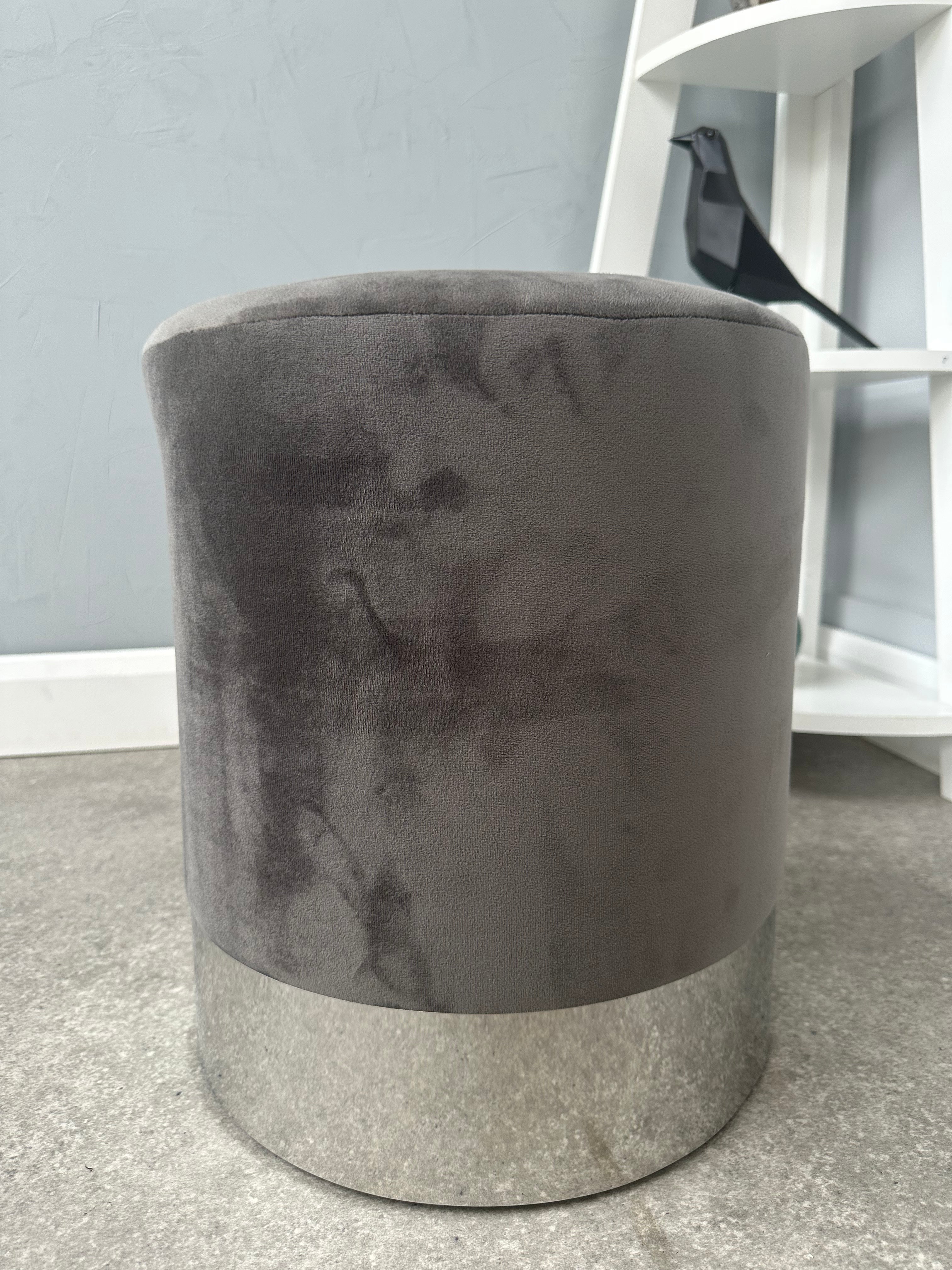 Darlington Velvet Ottoman Dressing Table Seat - Grey