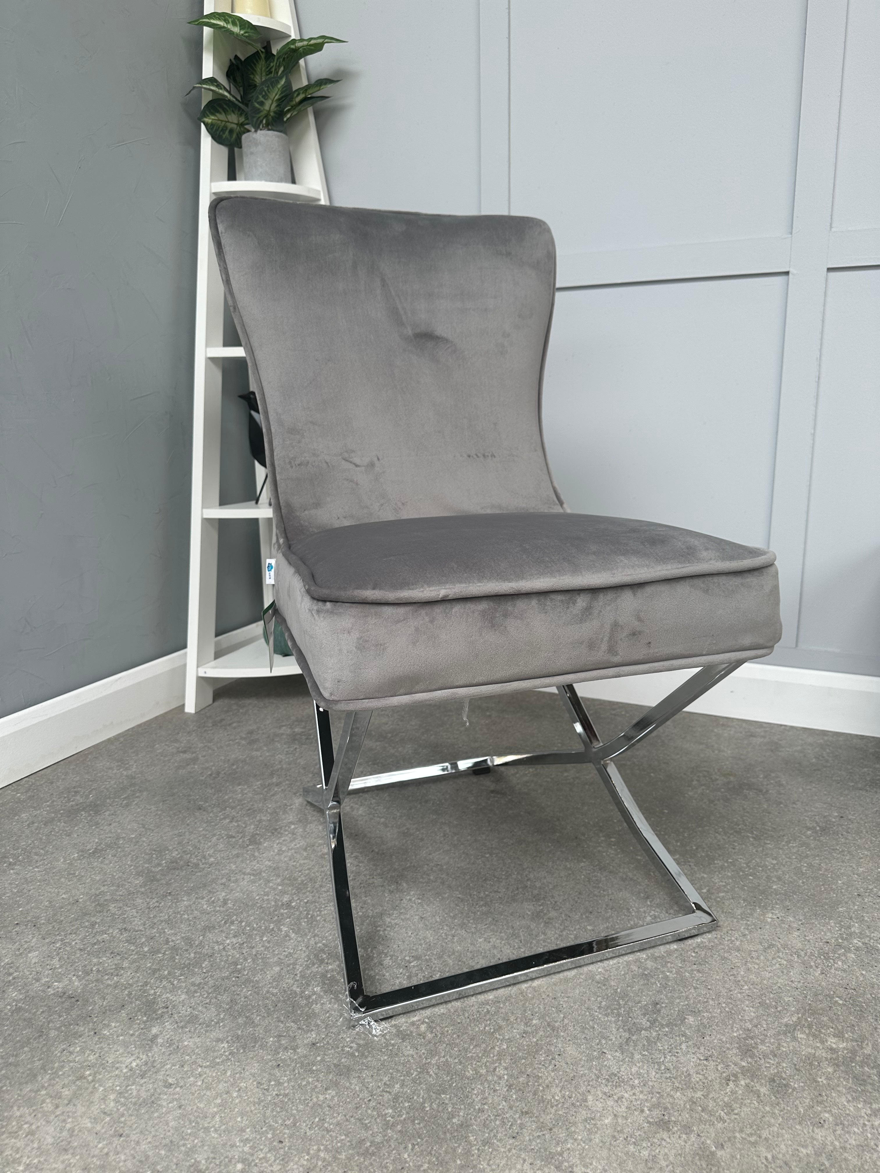 Trafalgar Velvet Dining Chair - Dark Grey