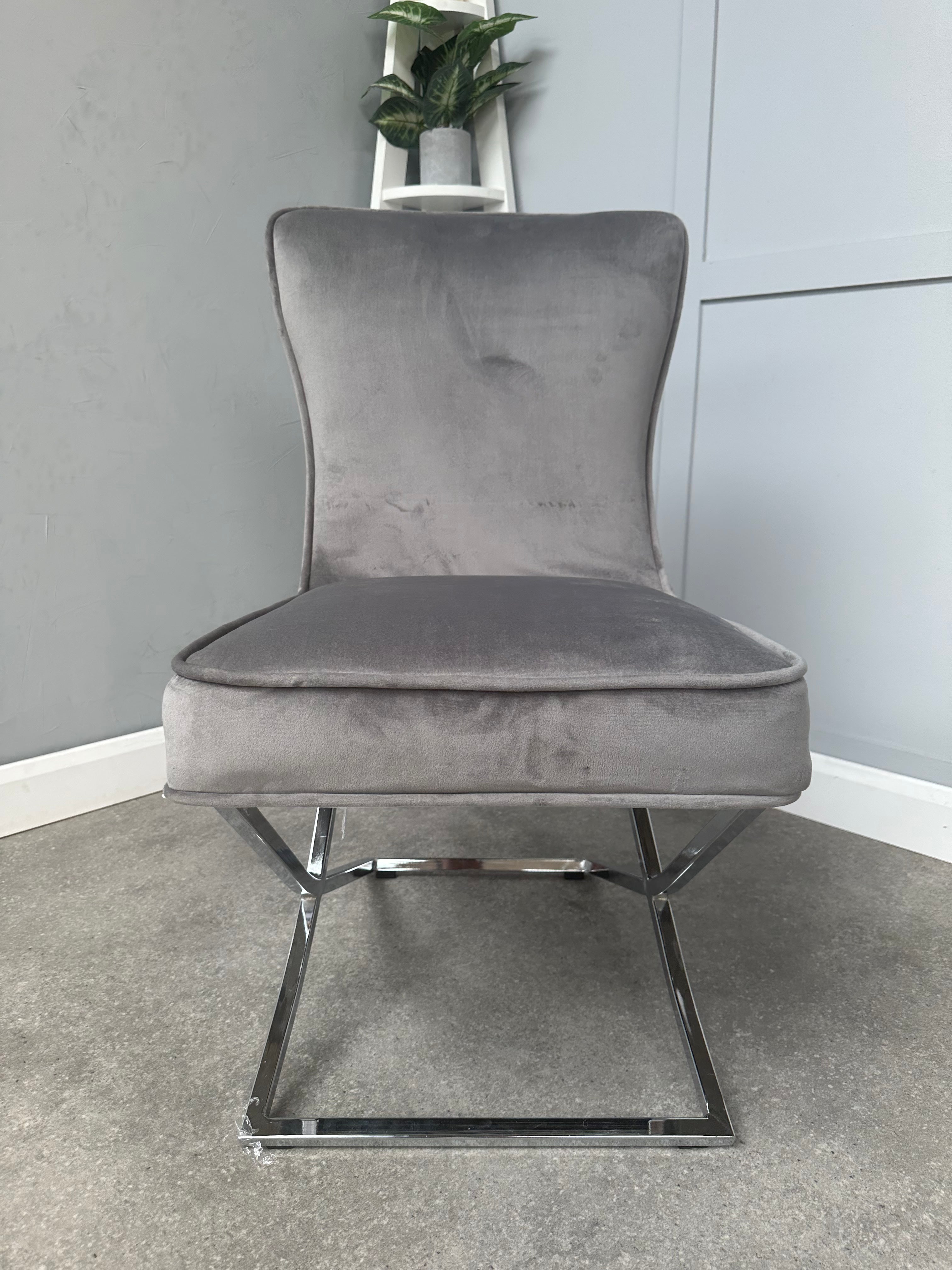 Trafalgar Velvet Dining Chair - Dark Grey