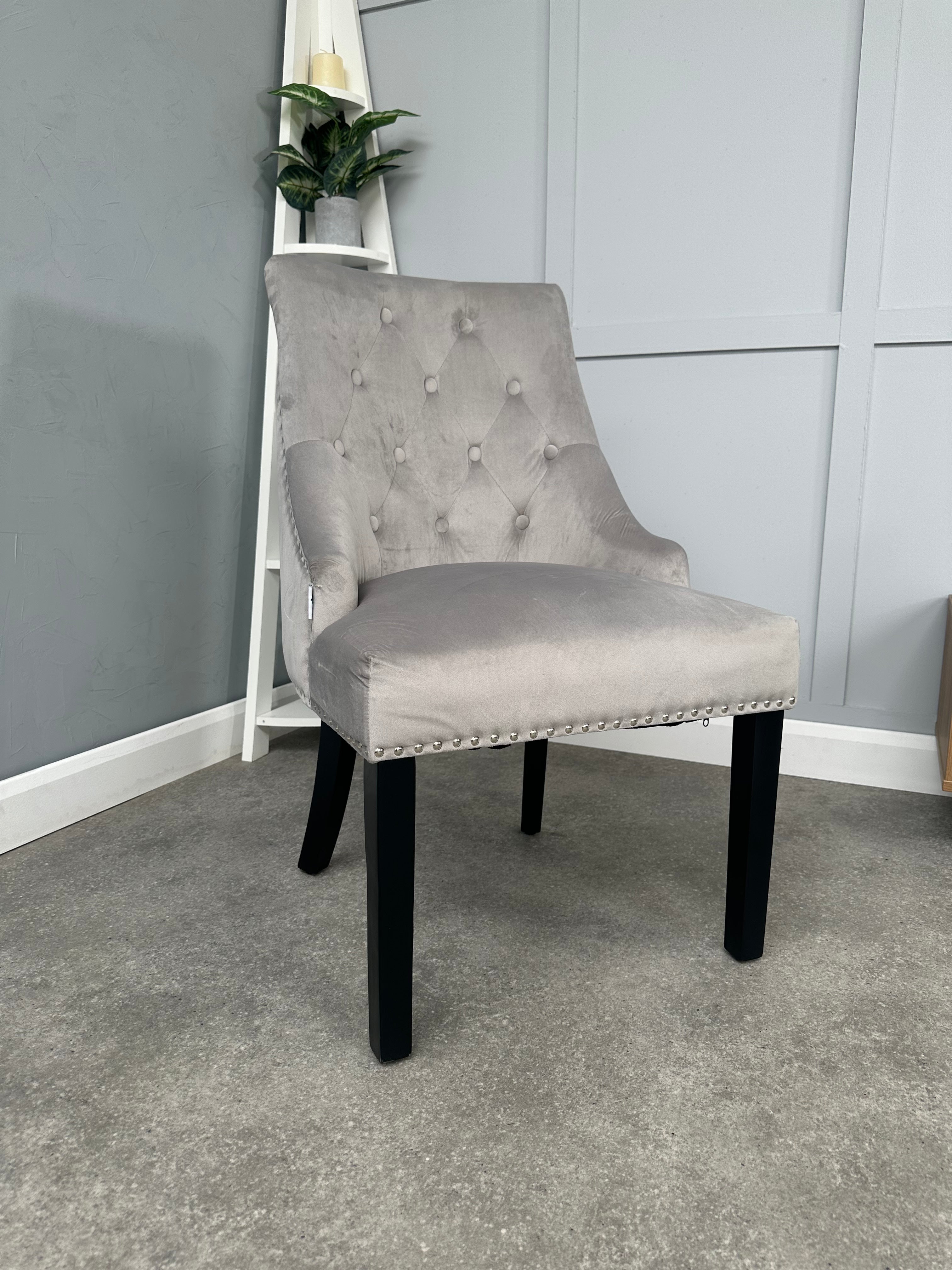 Windsor Velvet Dining Chair - Light Grey