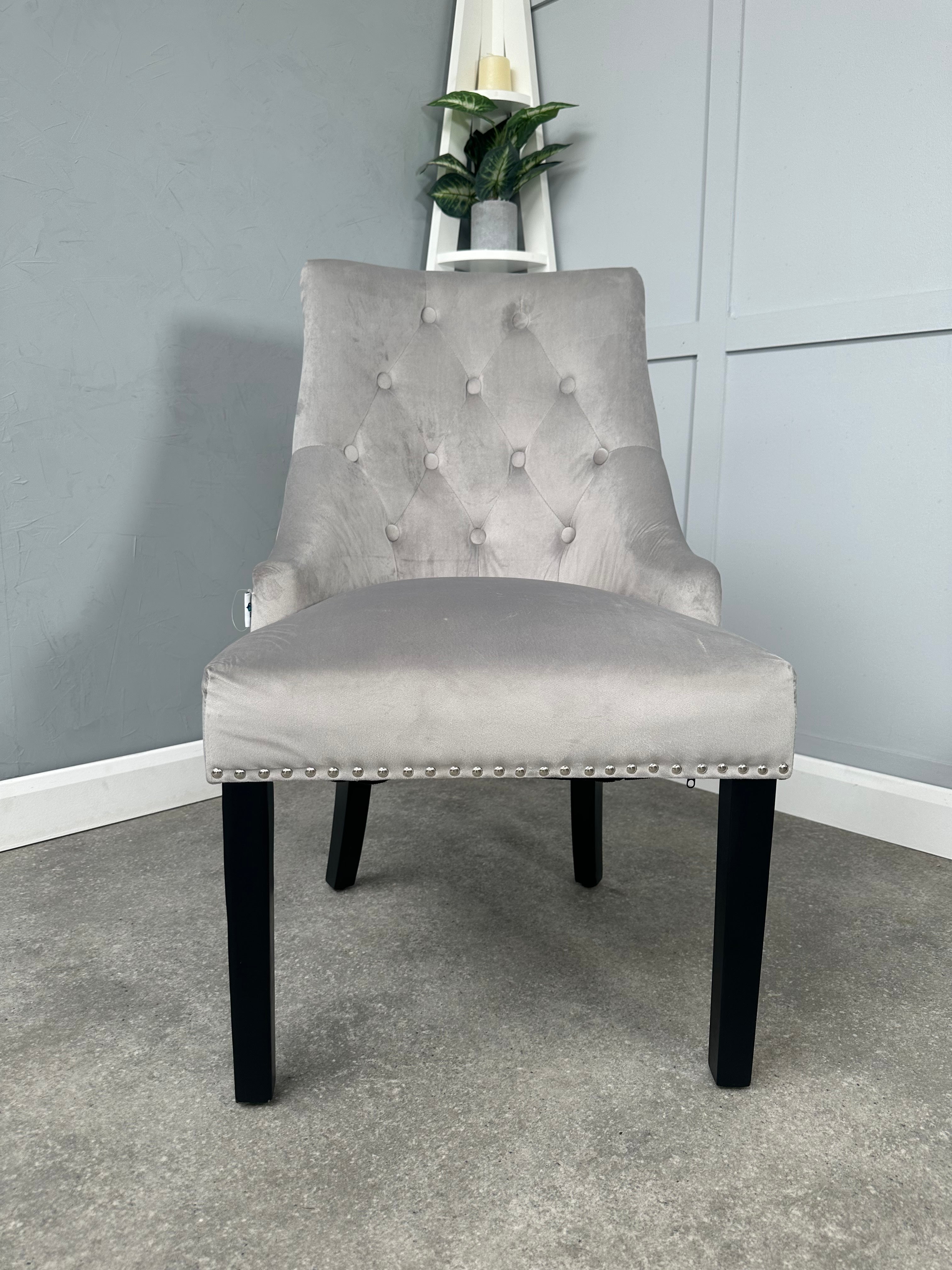 Windsor Velvet Dining Chair - Light Grey