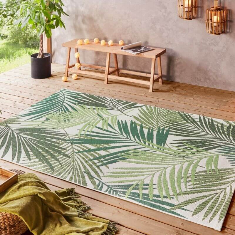 Indoor Outdoor Vai Green Rug – Floral Design - PN Home