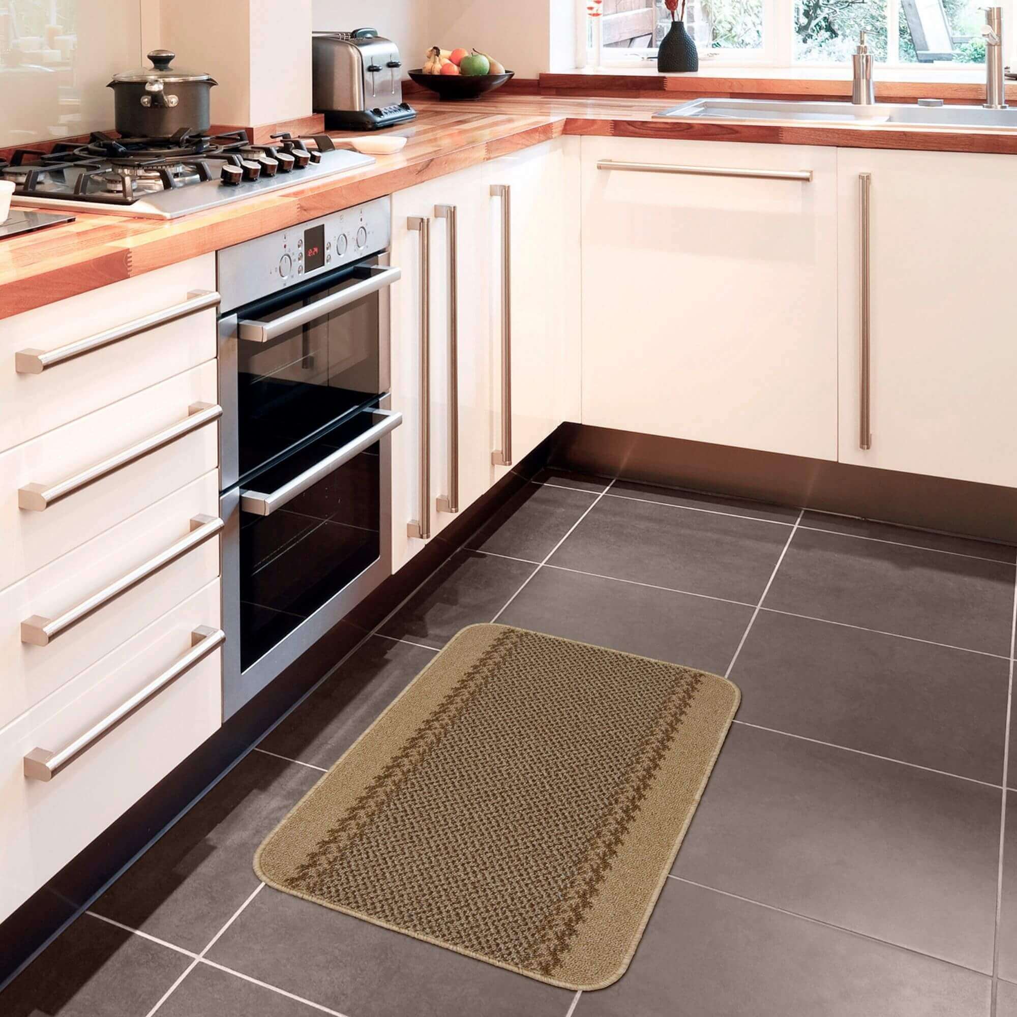 Washable Bordered Beige Rug  | 116B - PN Home