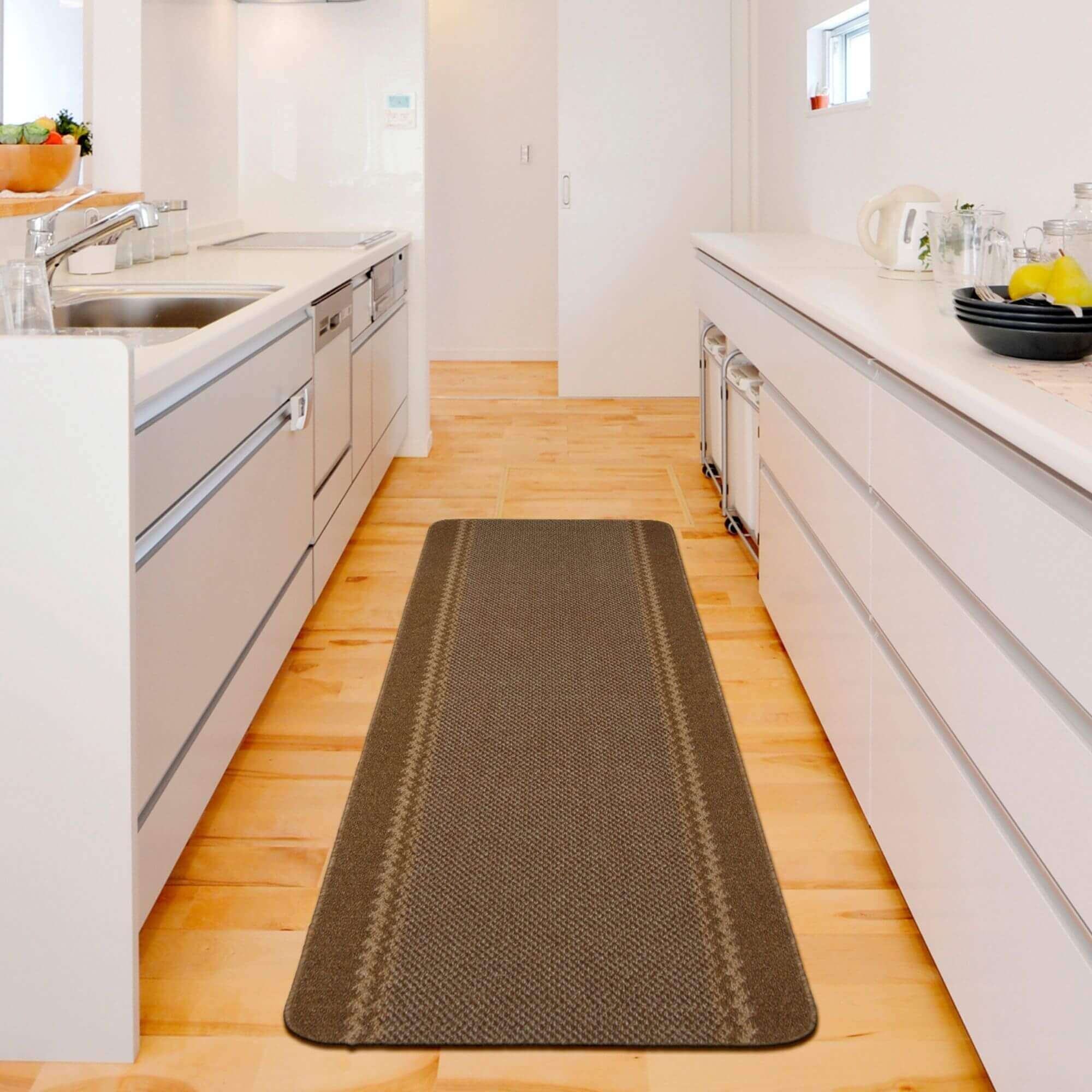 Washable Bordered Brown Rug | 116Br - PN Home