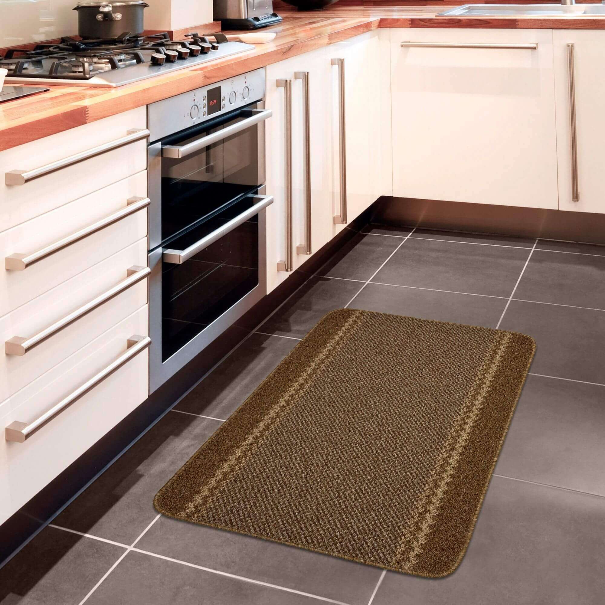 Washable Bordered Brown Rug | 116Br - PN Home