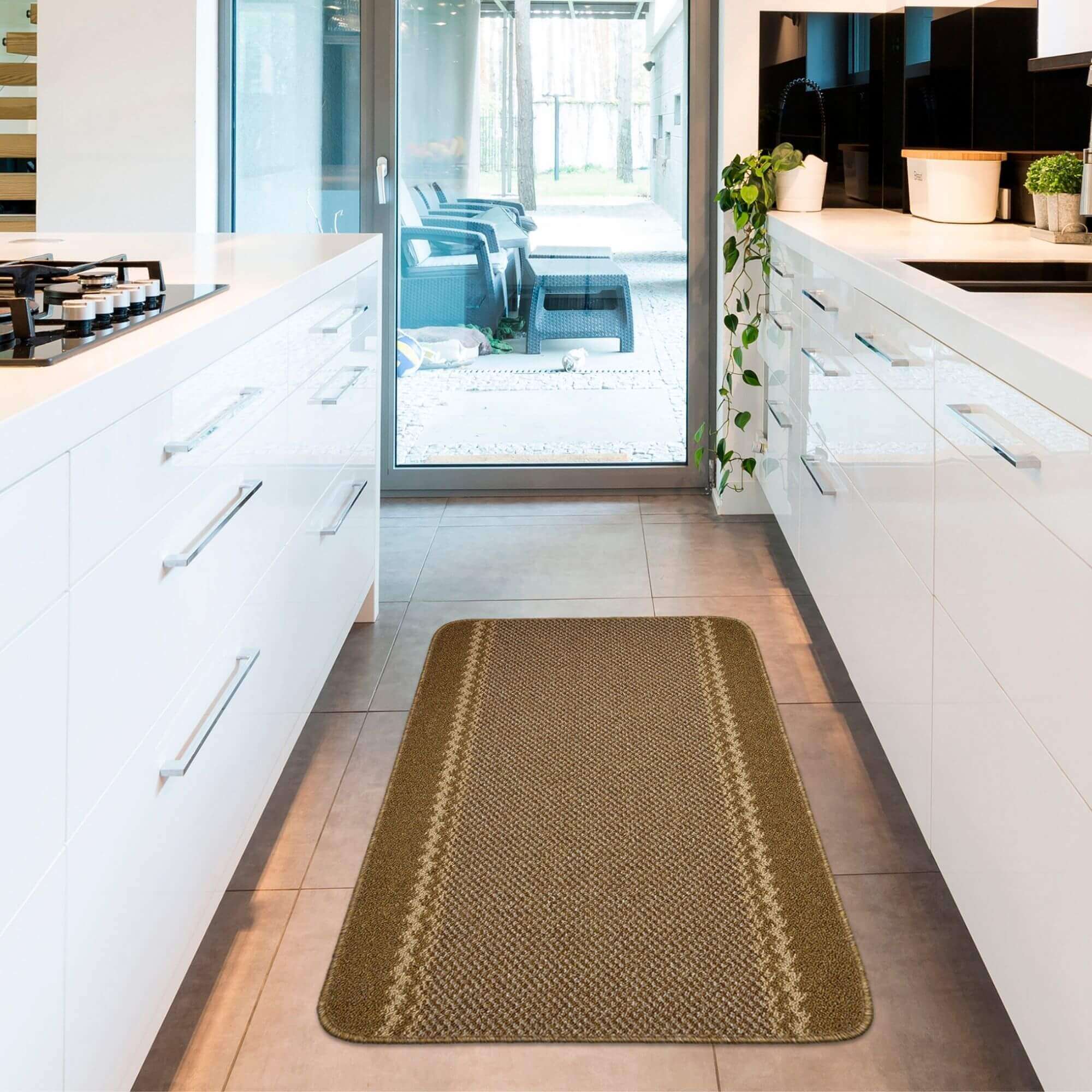 Washable Bordered Brown Rug | 116Br - PN Home
