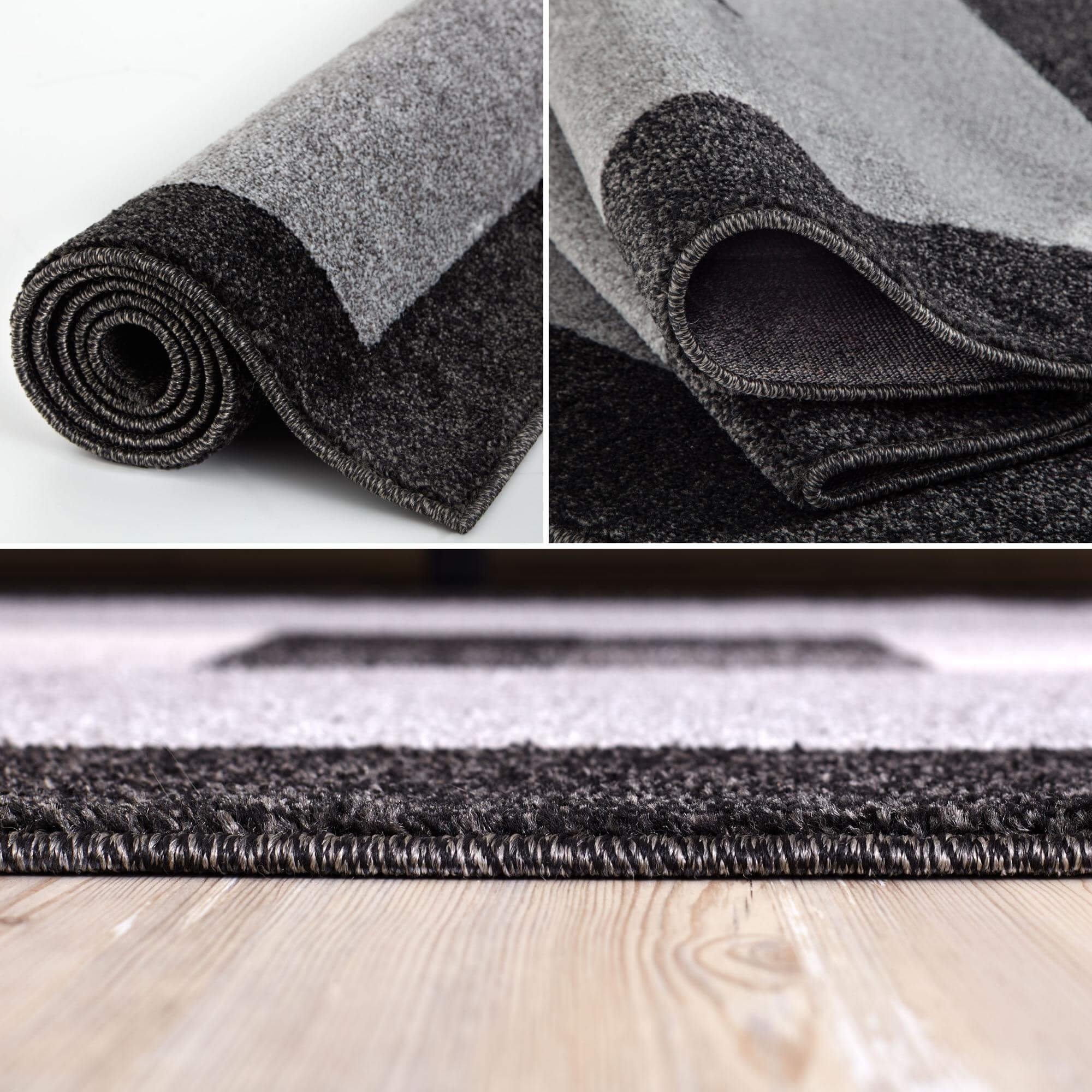 Ephesus Grey Black Rug | 7439GB - PN Home