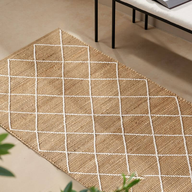 Jute Rug Kunu Natural Handwoven Diamond Design - PN Home