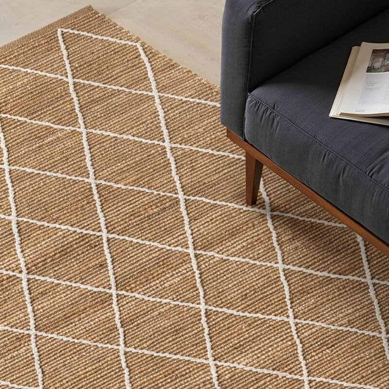 Jute Rug Kunu Natural Handwoven Diamond Design - PN Home