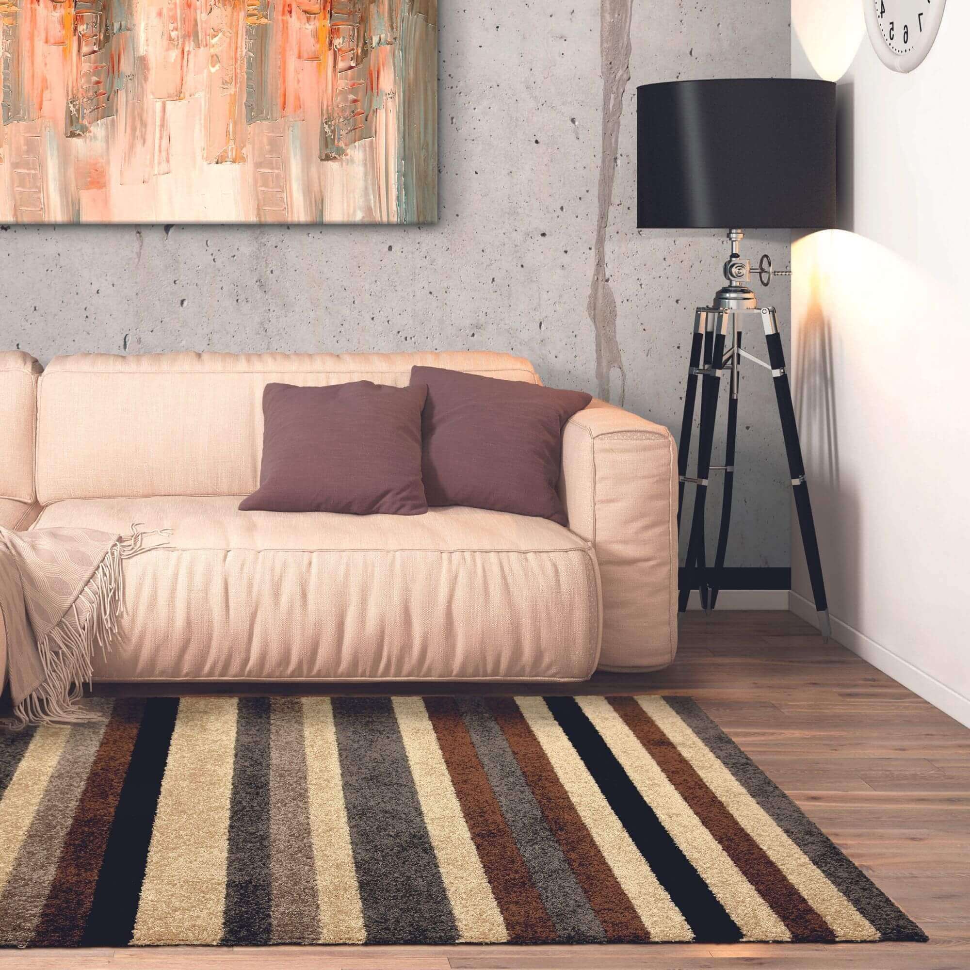 Linea Striped Caramel Washable Rug - PN Home