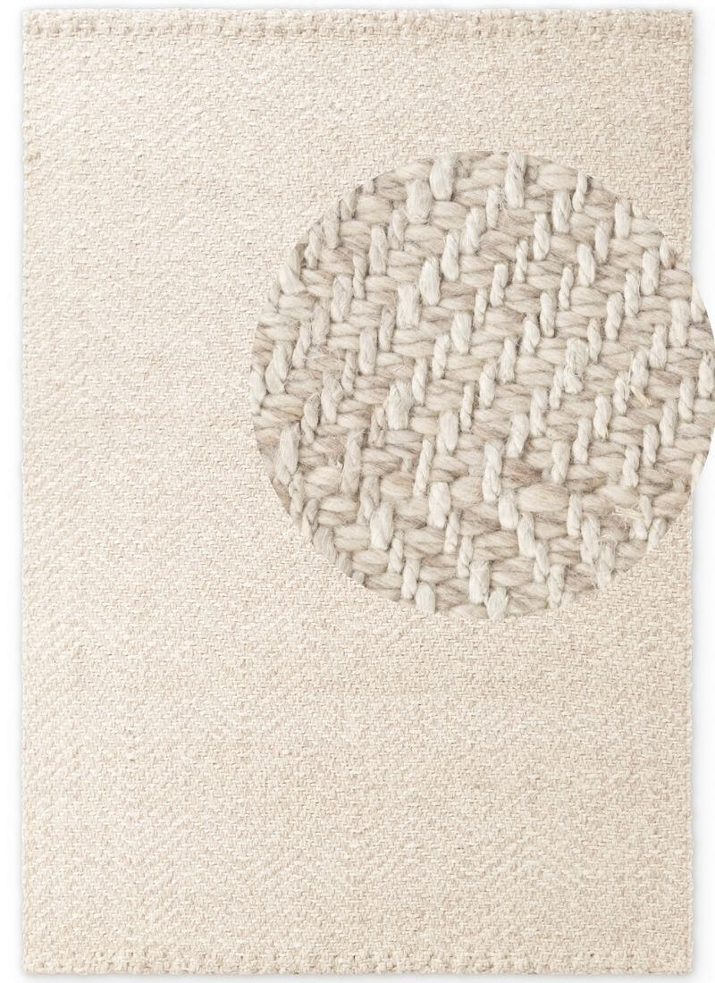 Majoli Natural White Herringbone Wool & Jute Rug - PN Home