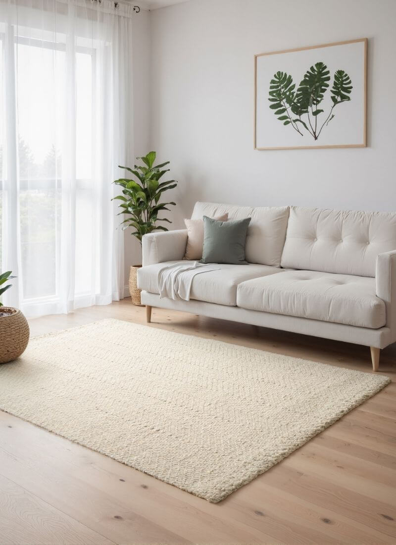 Majoli Natural White Herringbone Wool & Jute Rug - PN Home