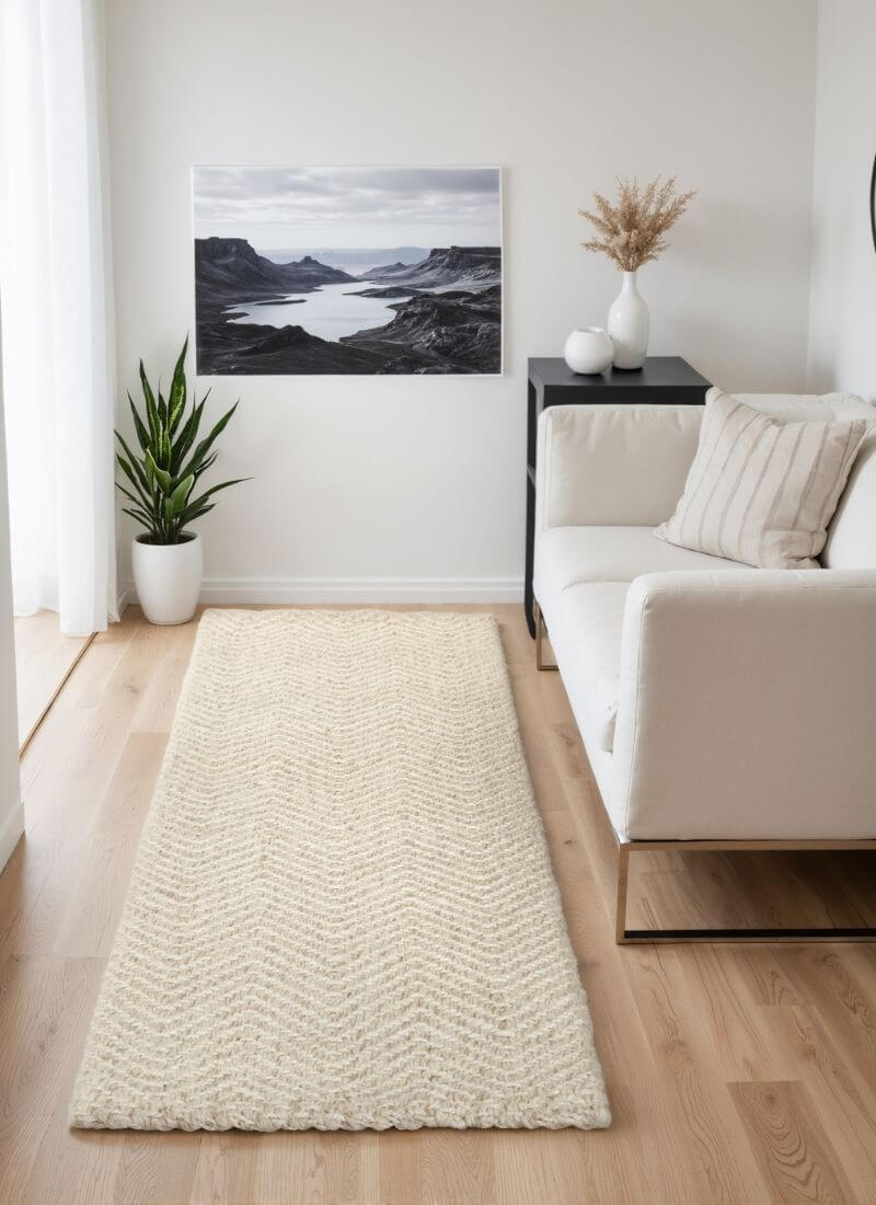 Majoli Natural White Herringbone Wool & Jute Rug - PN Home