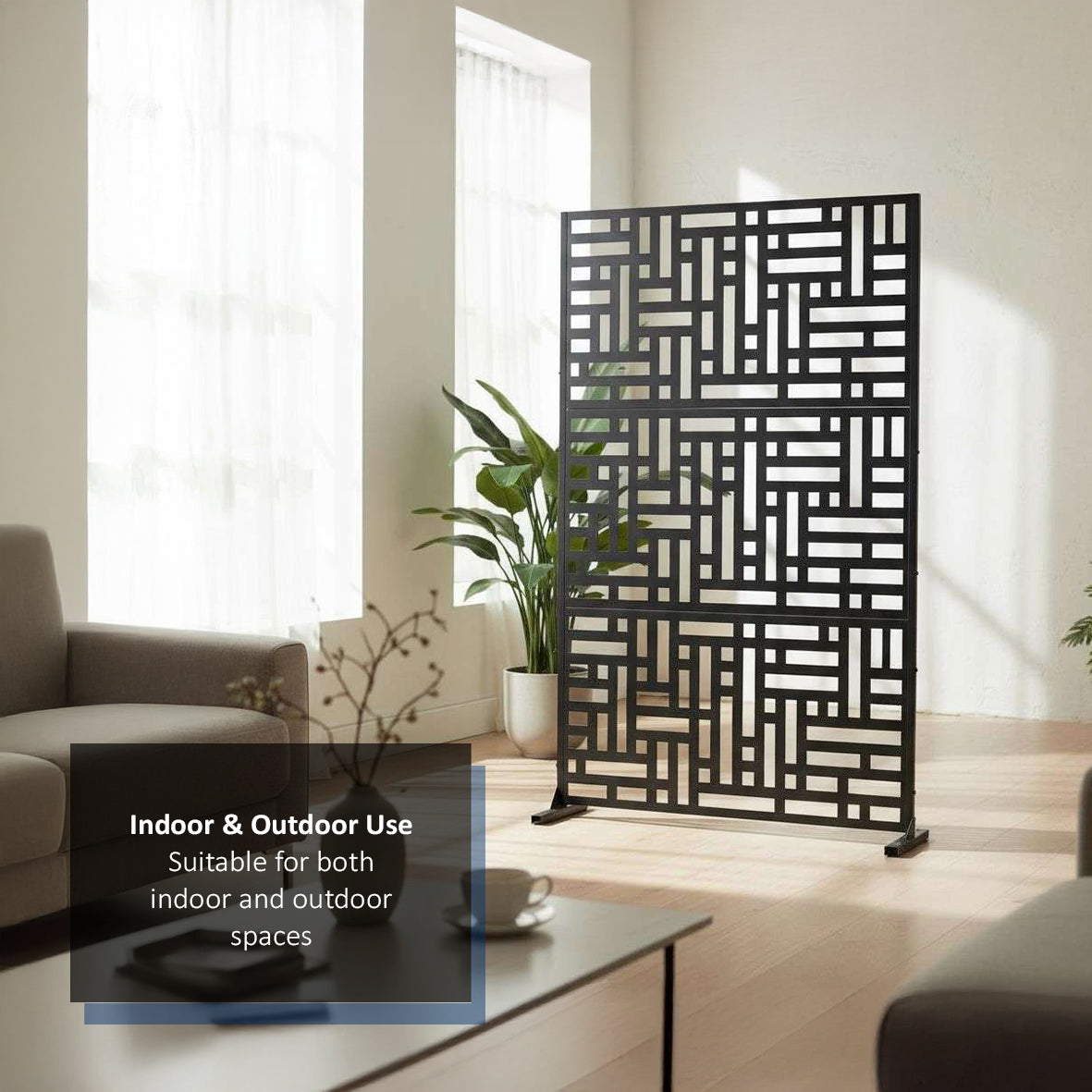 Metal Indoor/Outdoor Privacy Screen 90cm x 180cm - Maze - PN Home