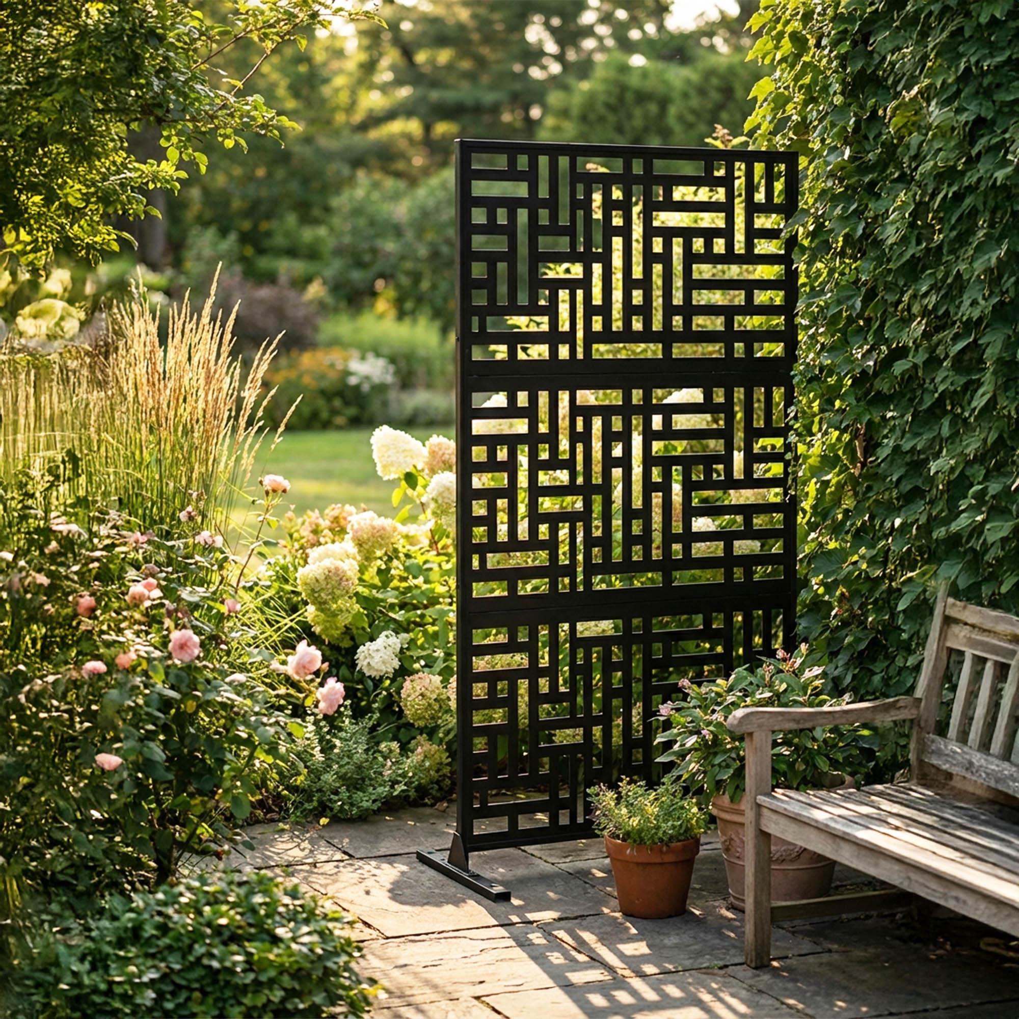 Metal Indoor/Outdoor Privacy Screen 90cm x 180cm - Maze - PN Home