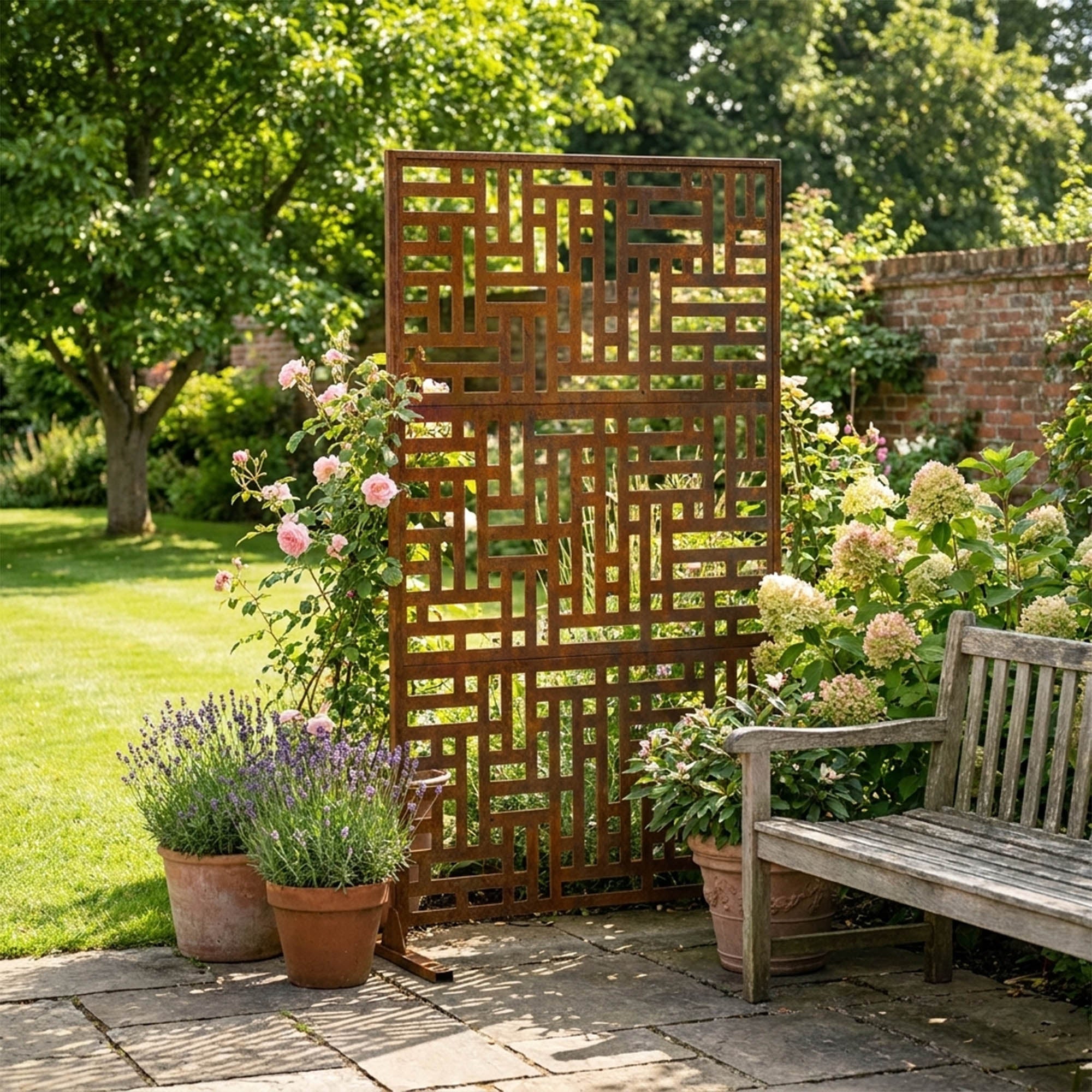 Metal Indoor/Outdoor Privacy Screen 90cm x 180cm - Maze - PN Home