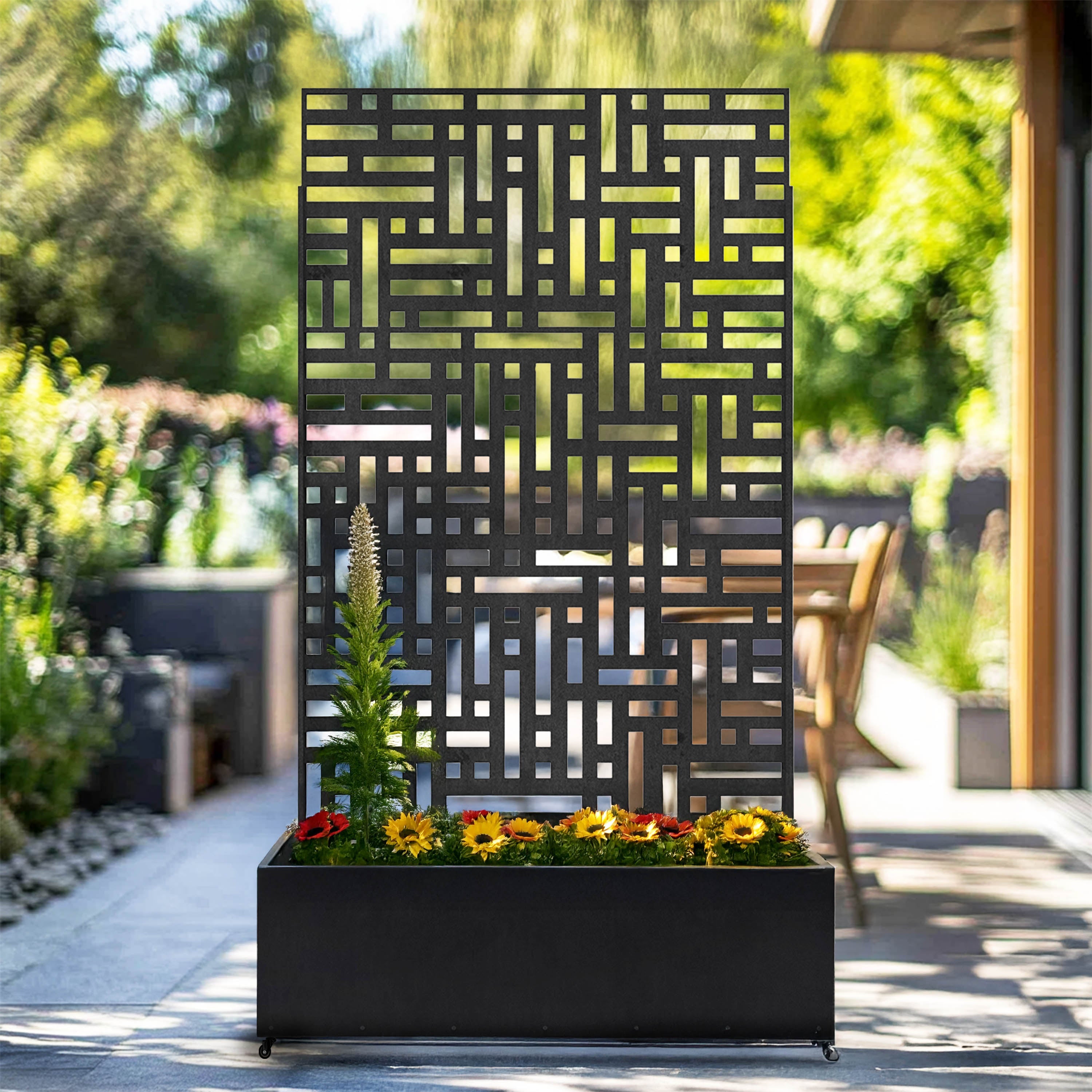 Metal Indoor/Outdoor Privacy Screen with Plant Pot - 90cm x 180cm - PN Home