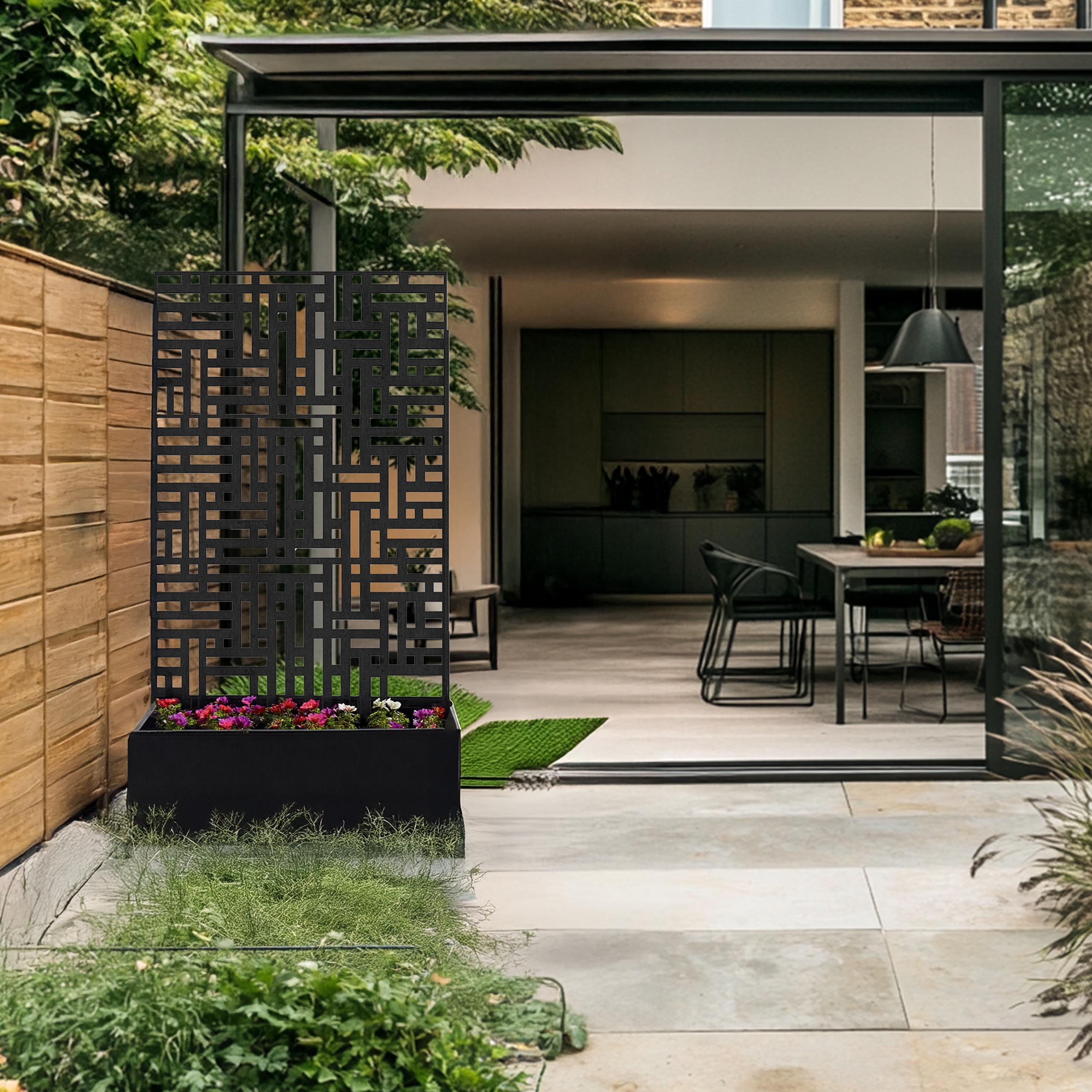 Metal Indoor/Outdoor Privacy Screen with Plant Pot - 90cm x 180cm - PN Home